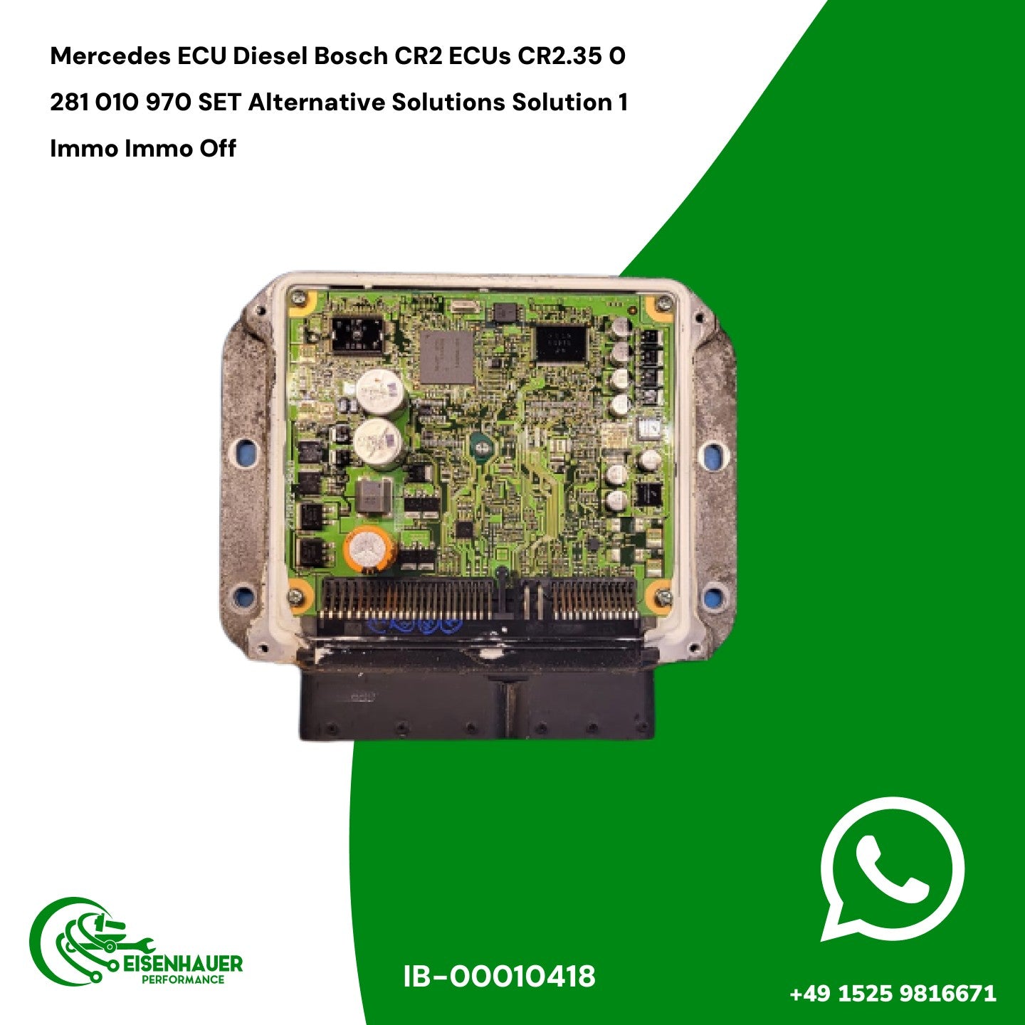 Mercedes ECU Diesel Bosch CR2 ECUs CR2.35 0 281 010 970 SET Alternative Solutions Solution 1 Immo Immo Off
