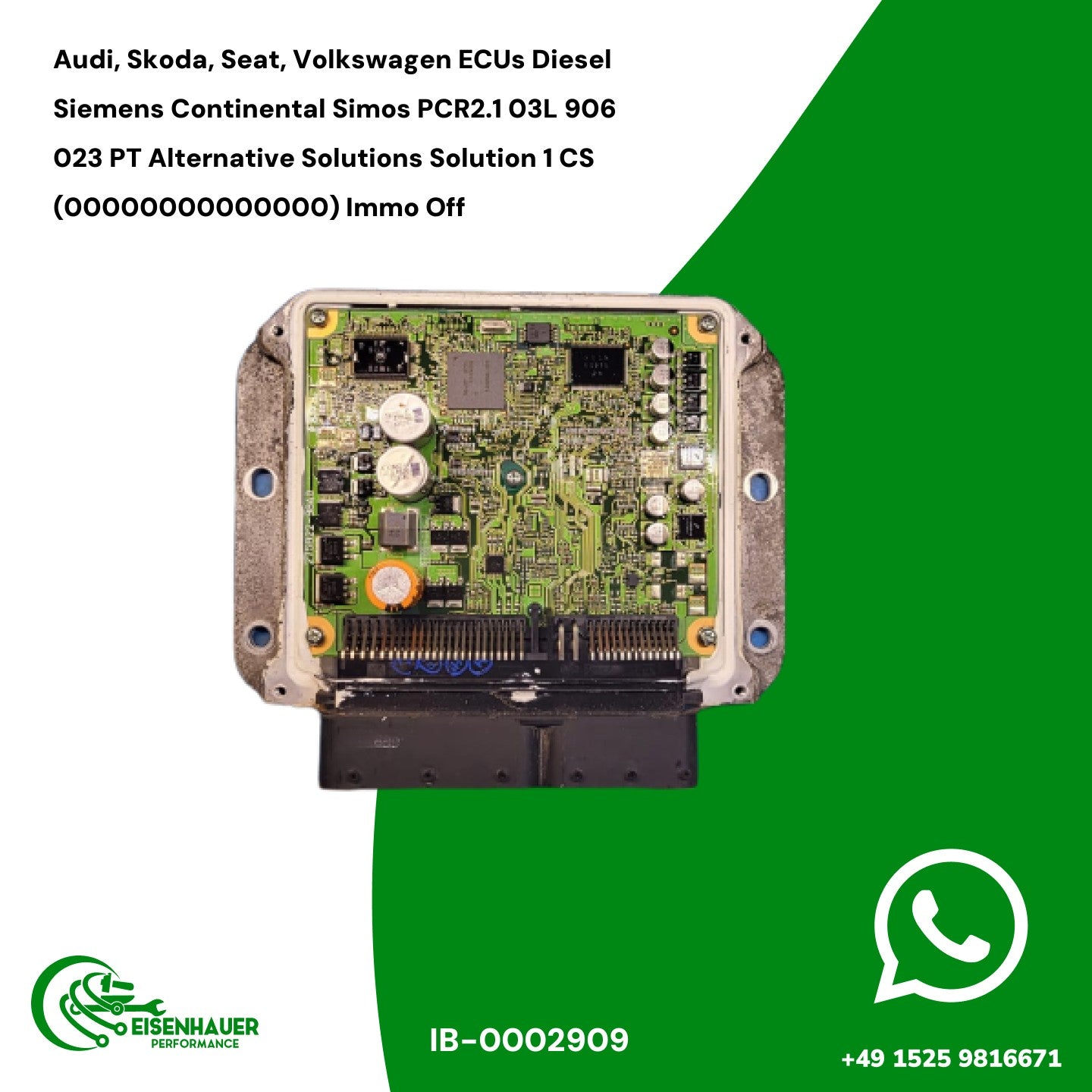 Audi, Skoda, Seat, Volkswagen ECUs Diesel Siemens Continental Simos PCR2.1 03L 906 023 PT Alternative Solutions Solution 1 CS (00000000000000) Immo Off