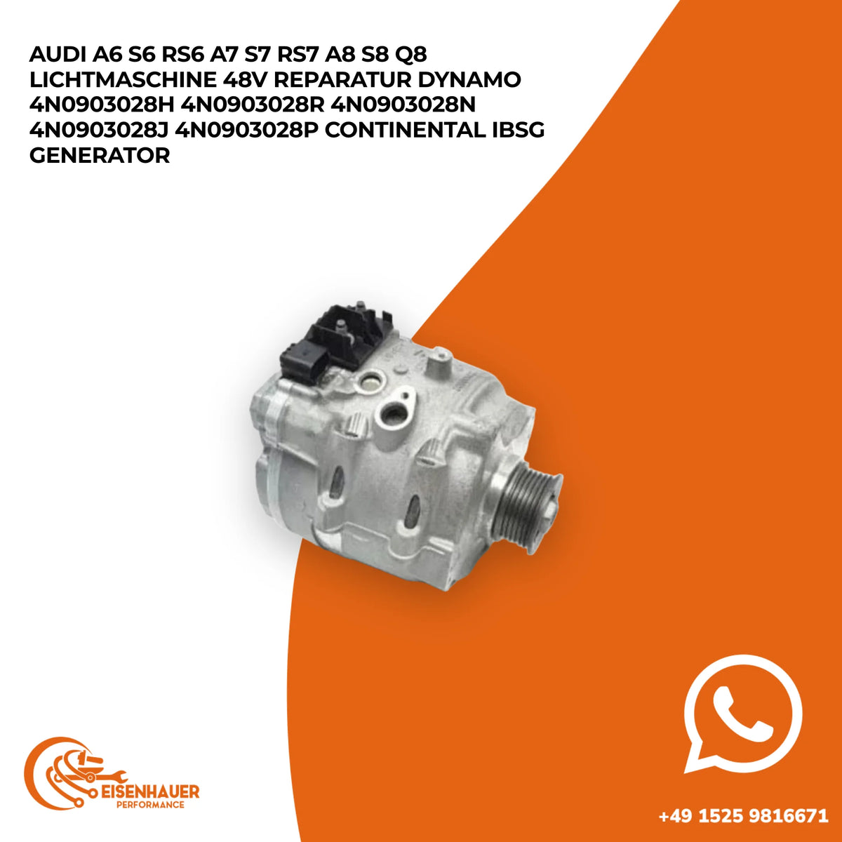 Audi A6 S6 RS6 A7 S7 RS7 A8 S8 Q8 Lichtmaschine 48V Reparatur Dynamo 4N0903028H 4N0903028R 4N0903028N 4N090…