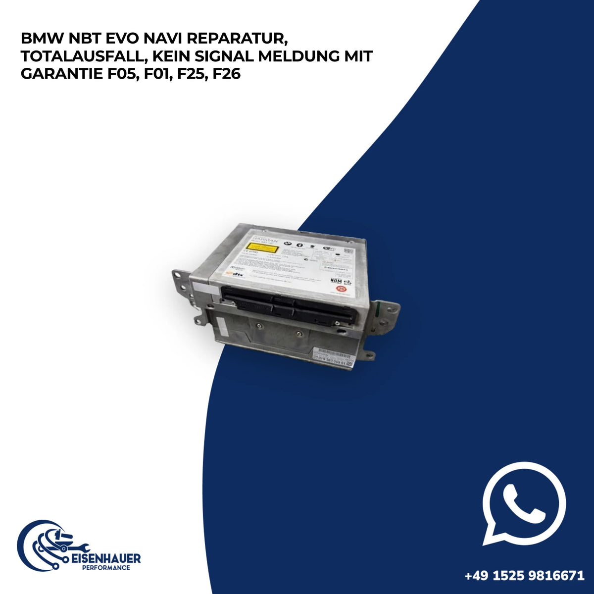 BMW NBT EVO Navi REPARATUR, Totalausfall, KEIN SIGNAL Meldung️ ️F05, F01, F25, F26