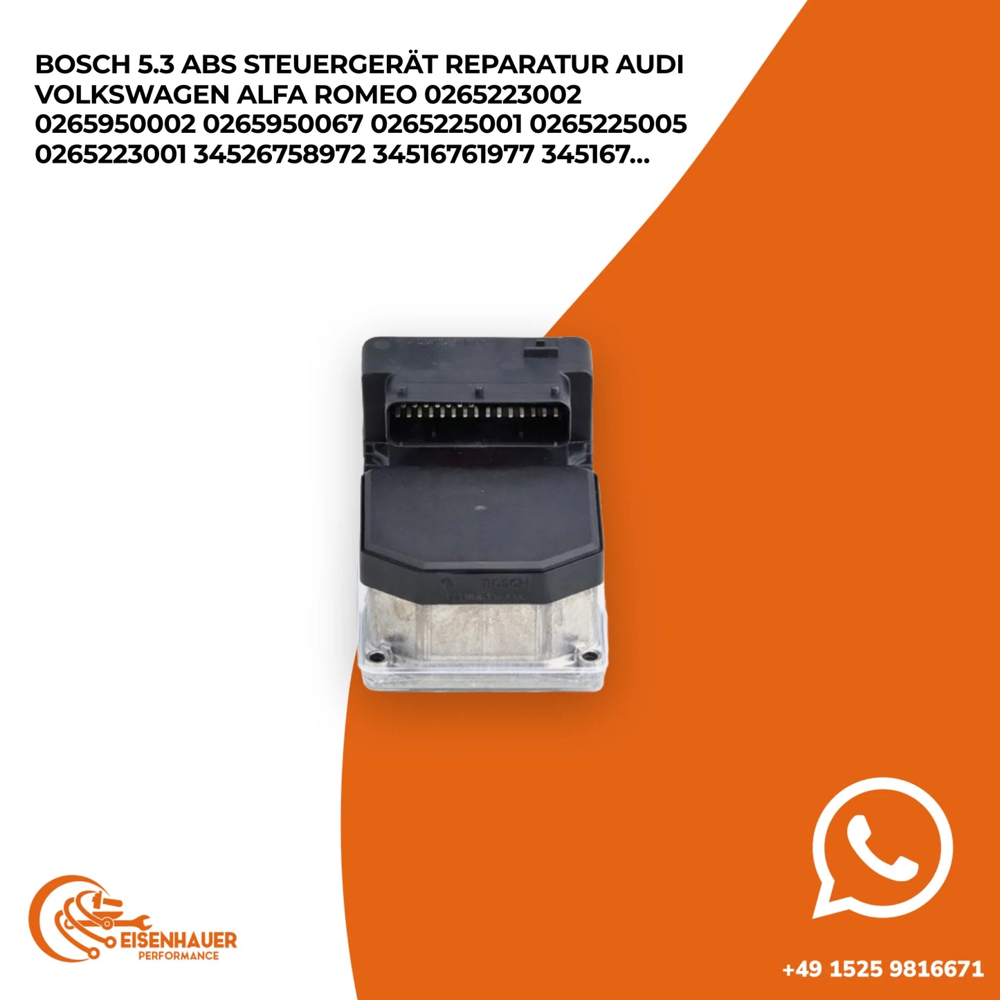 BOSCH 5.3 ABS Steuergerät Reparatur Audi Volkswagen Alfa Romeo 0265223002 0265950002 0265950067 0265225001…