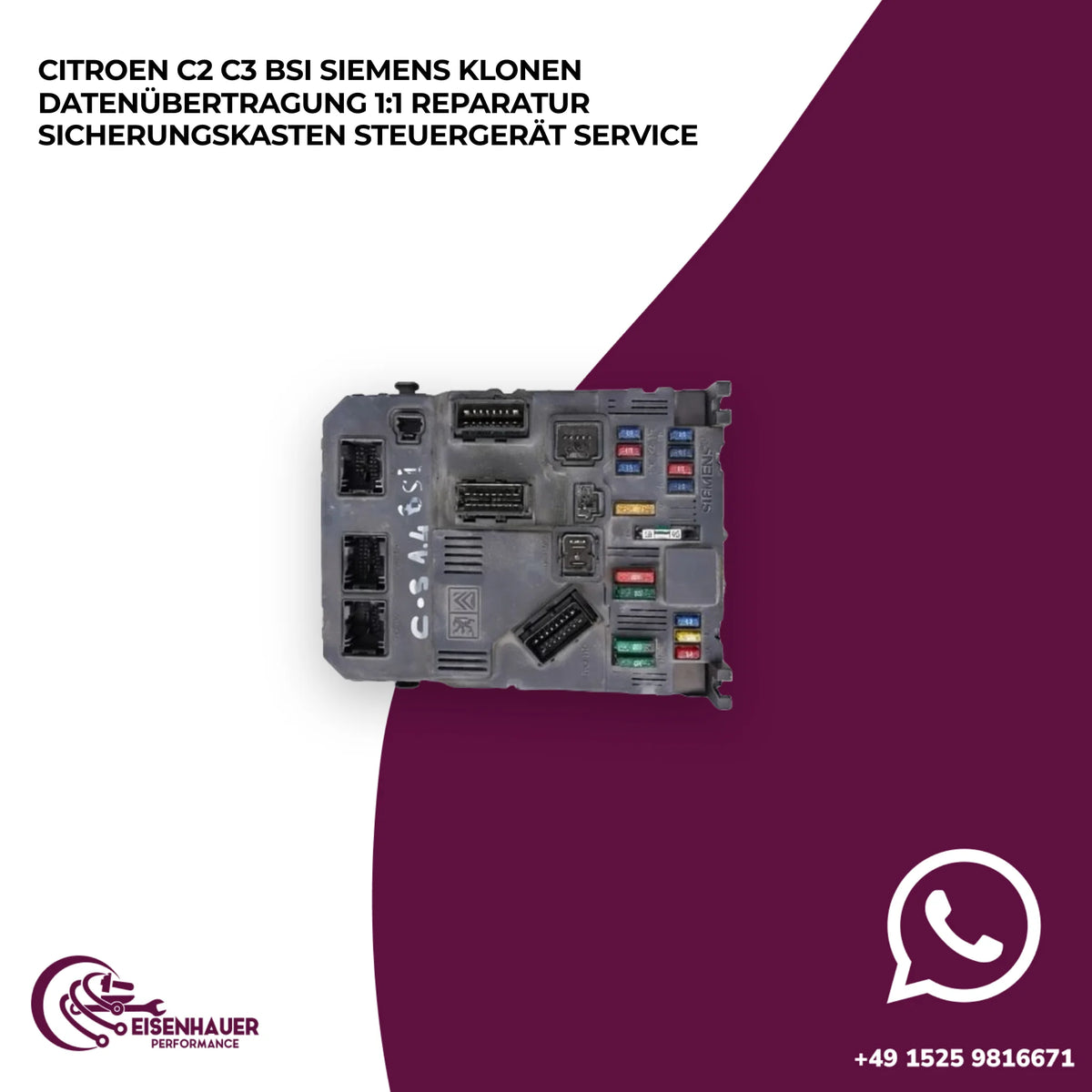 Citroen C2 C3 BSI Siemens Klonen Datenübertragung 1:1 Reparatur Sicherungskasten Steuergerät Service
