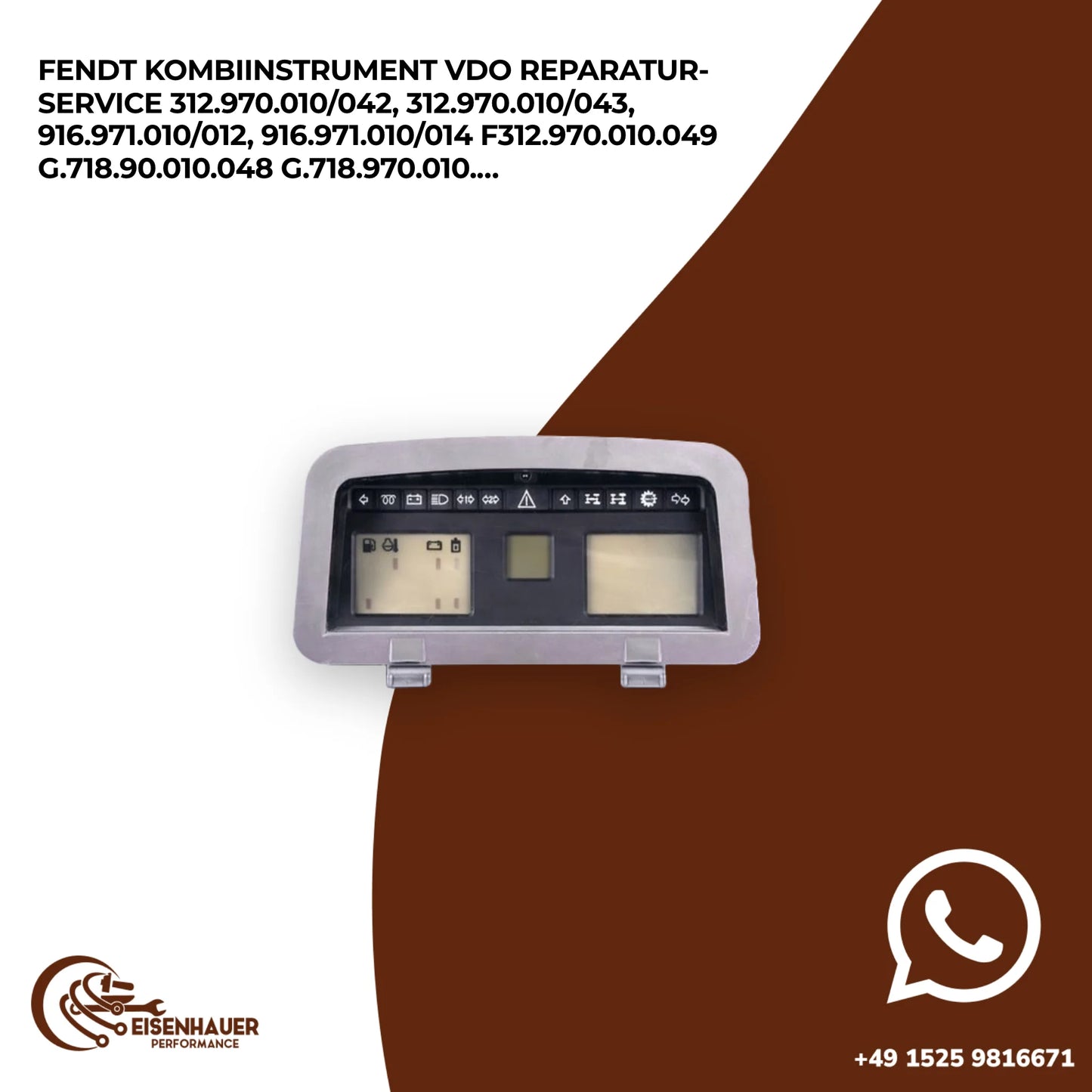 Fendt Kombiinstrument VDO Reparatur Service 312.970.010/042, 312.970.010/043, 916.971.010/012, 916.971.010…
