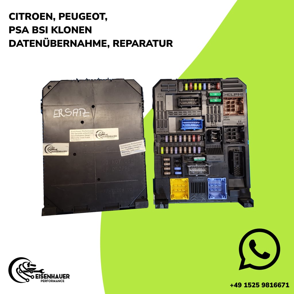 BSI-E0X-00/BSI-F0X - CITROEN PEUGEOT PSA BSI Professionell Klonen Datenübernahme Reparatur