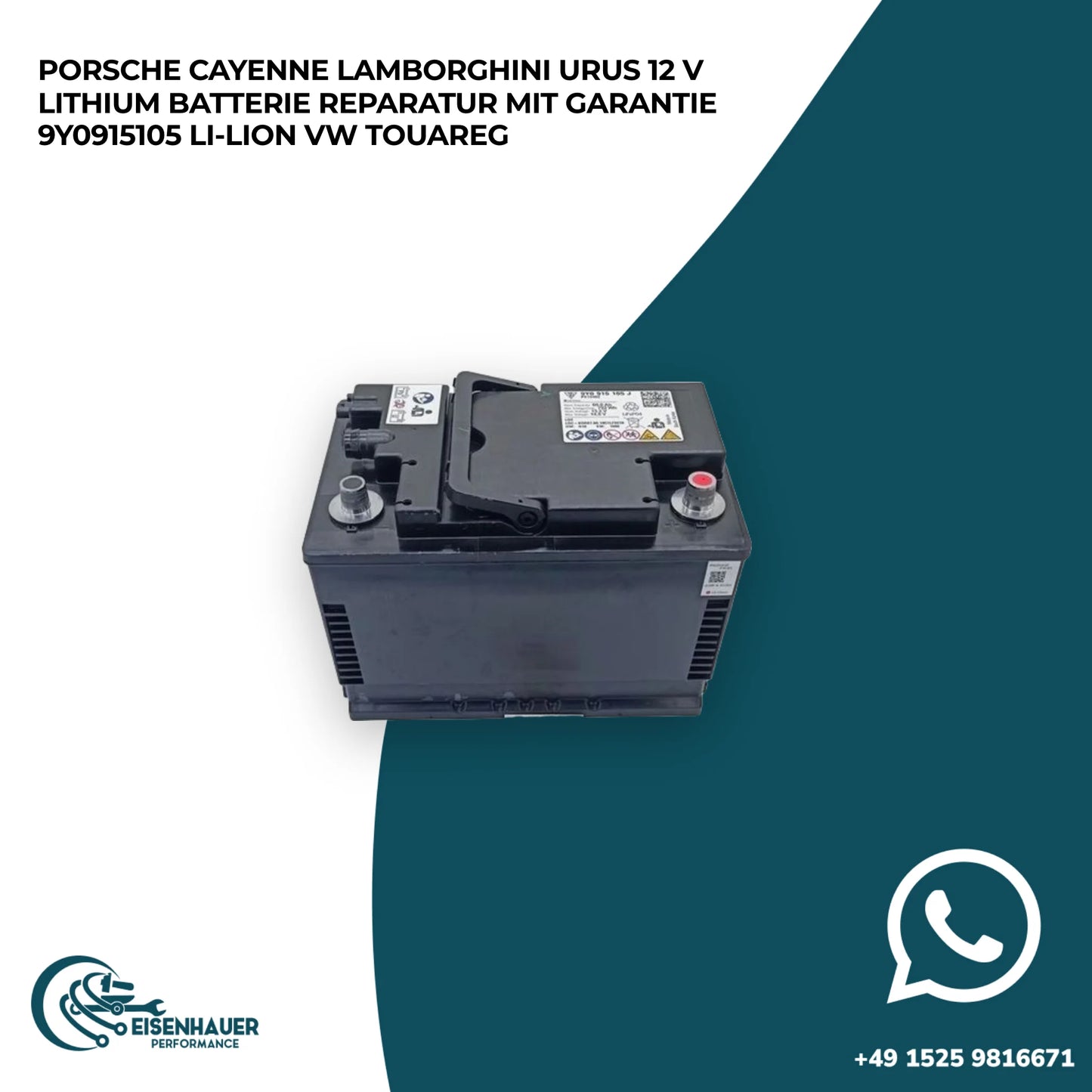 Porsche Cayenne Lamborghini Urus 12 V Lithium Batterie Reparatur️ ️ 9Y0915105 LI-LION VW Touareg