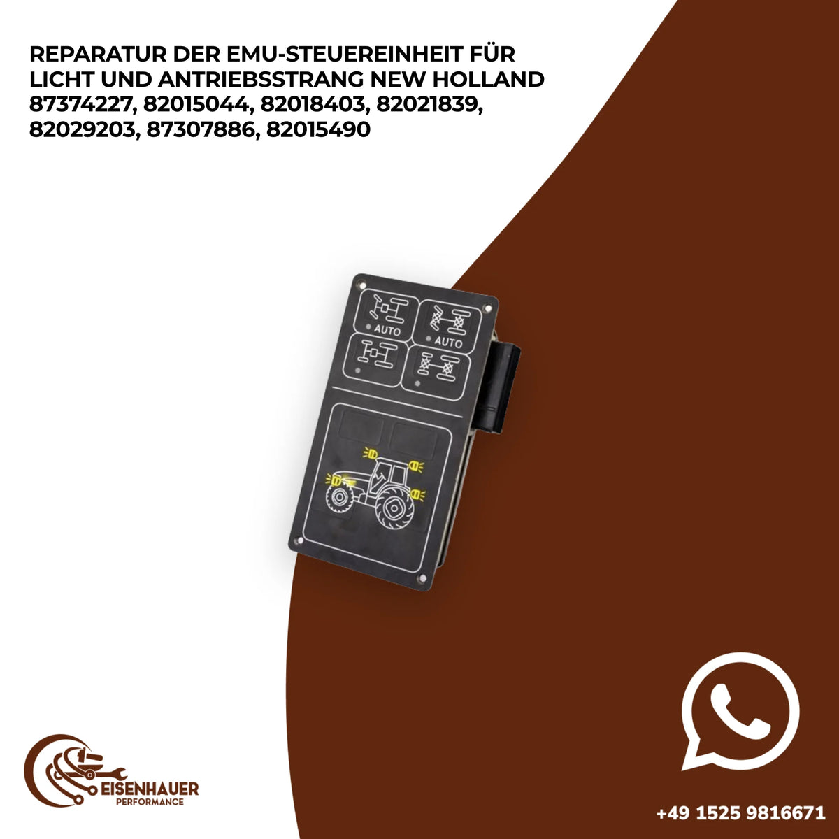 Reparatur der EMU-Steuereinheit für Licht und Antriebsstrang New Holland 87374227, 82015044, 82018403, 8202…