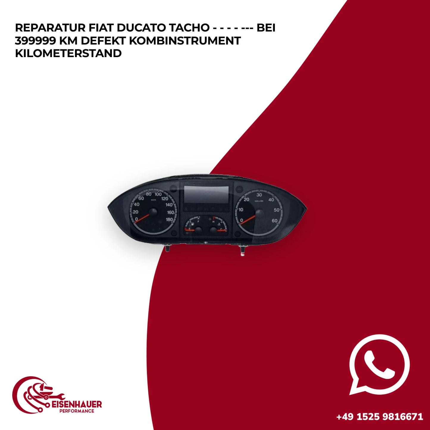 REPARATUR FIAT DUCATO TACHO - - - - --- BEI 399999 KM DEFEKT Kombinstrument Kilometerstand