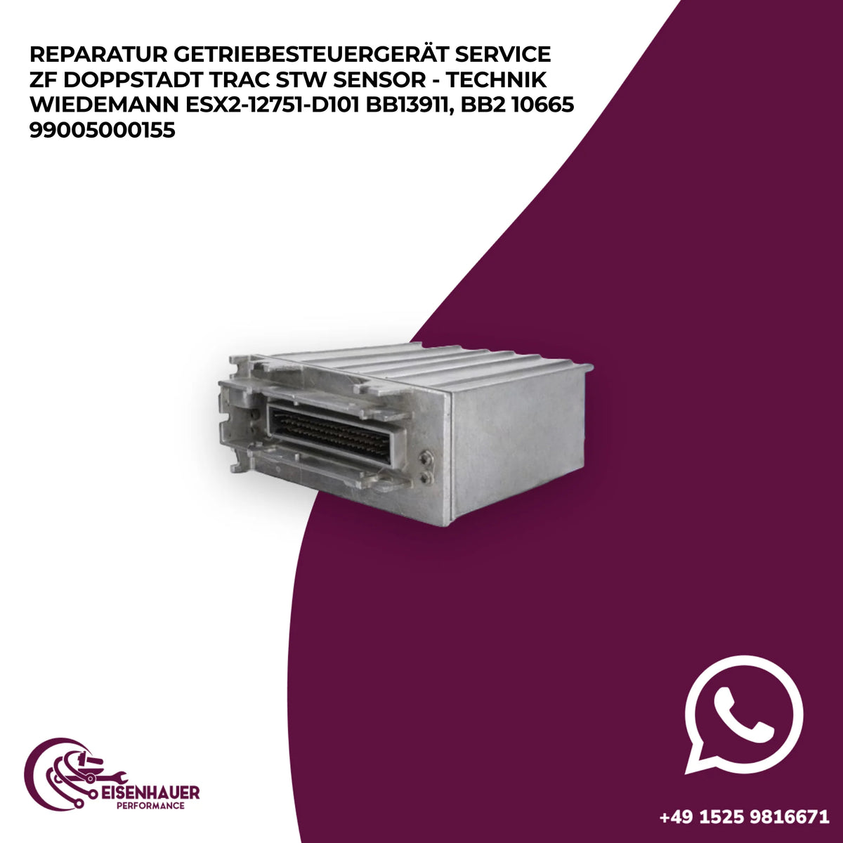 Reparatur Getriebesteuergerät Service ZF Doppstadt Trac STW Sensor - Technik Wiedemann ESX2-12751-D101 BB13…