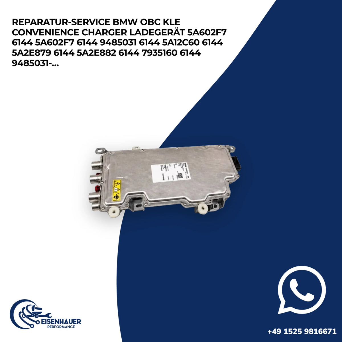 Reparatur Service BMW OBC KLE Convenience charger Ladegerät 5A602F7 6144 5A602F7 6144 9485031 6144 5A12C60…