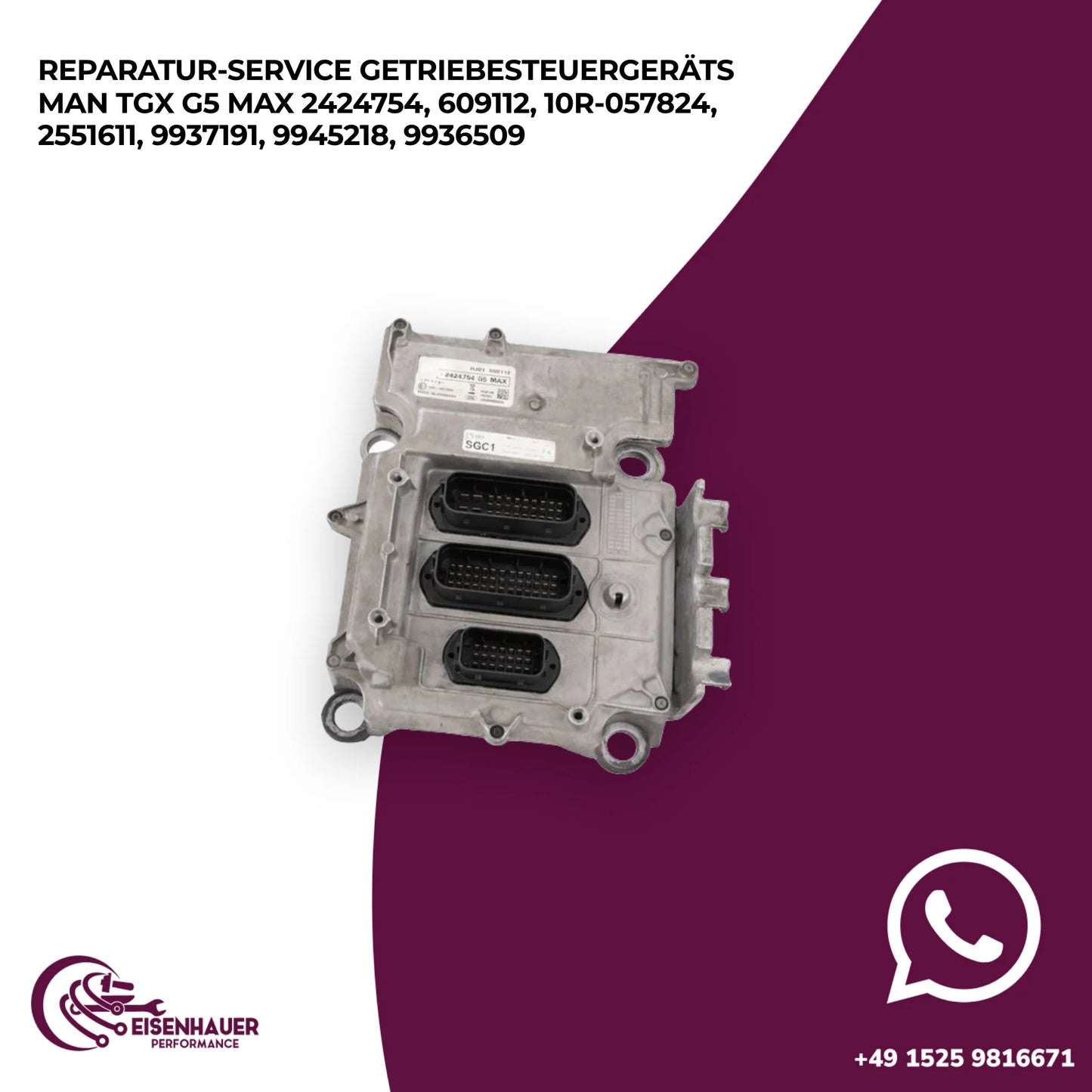 Reparatur Service Getriebesteuergeräts MAN TGX G5 MAX 2424754, 609112, 10R-057824, 2551611, 9937191, 994521…