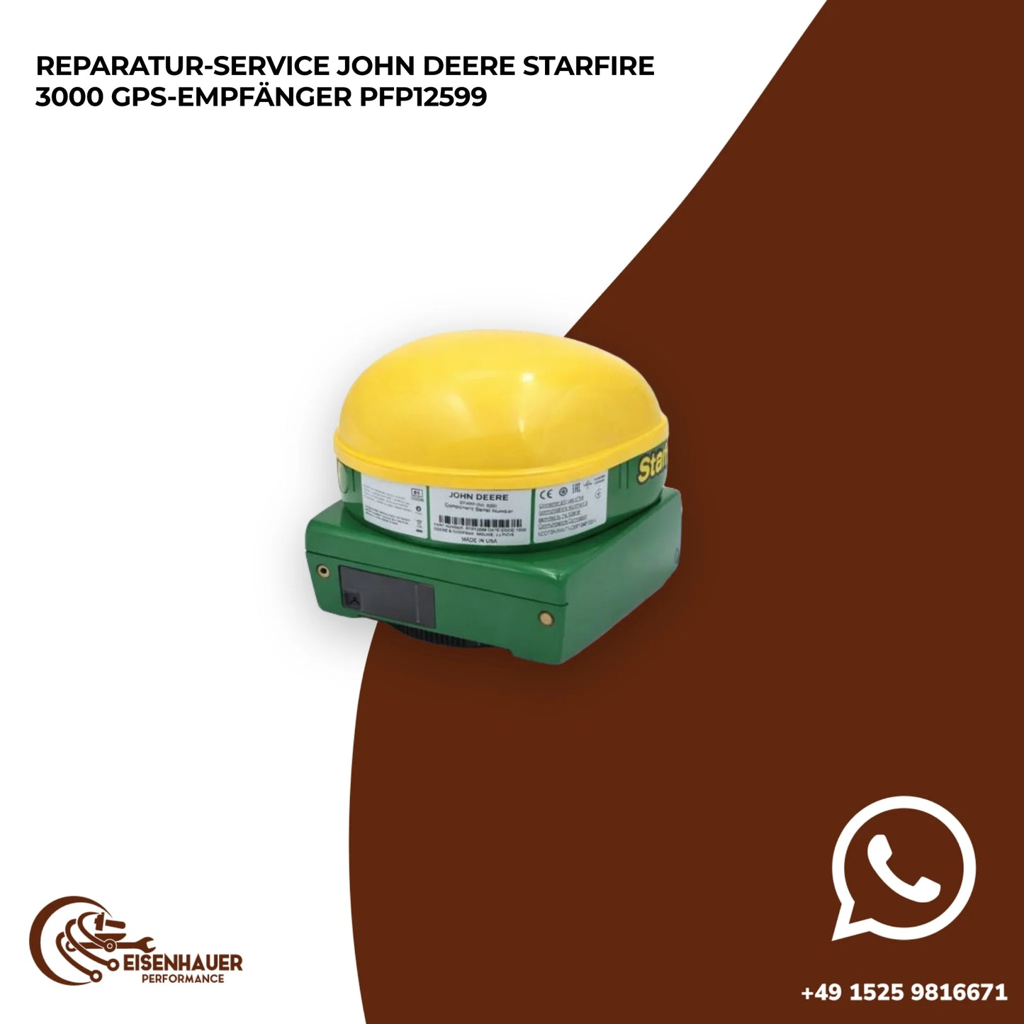Reparatur Service John Deere StarFire 3000 GPS-Empfänger PFP12599