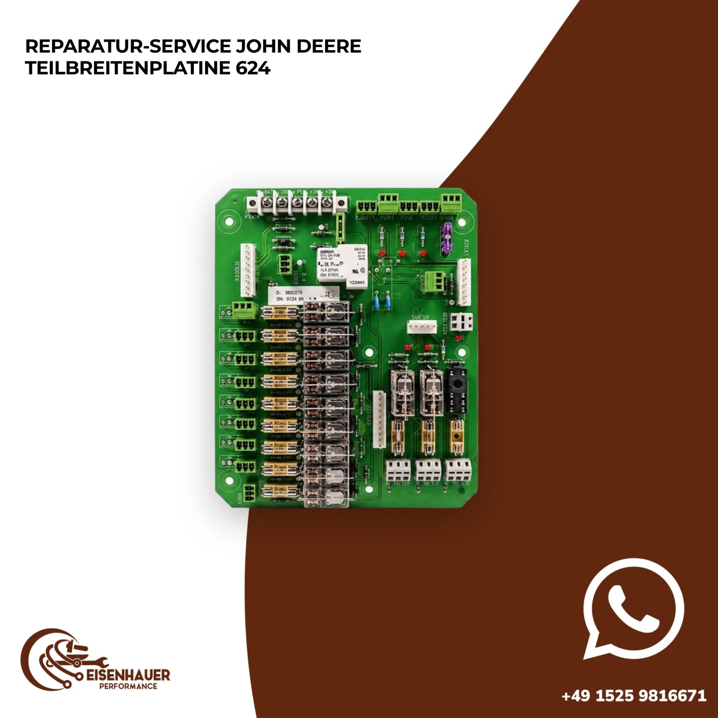 Reparatur Service John Deere Teilbreitenplatine 624