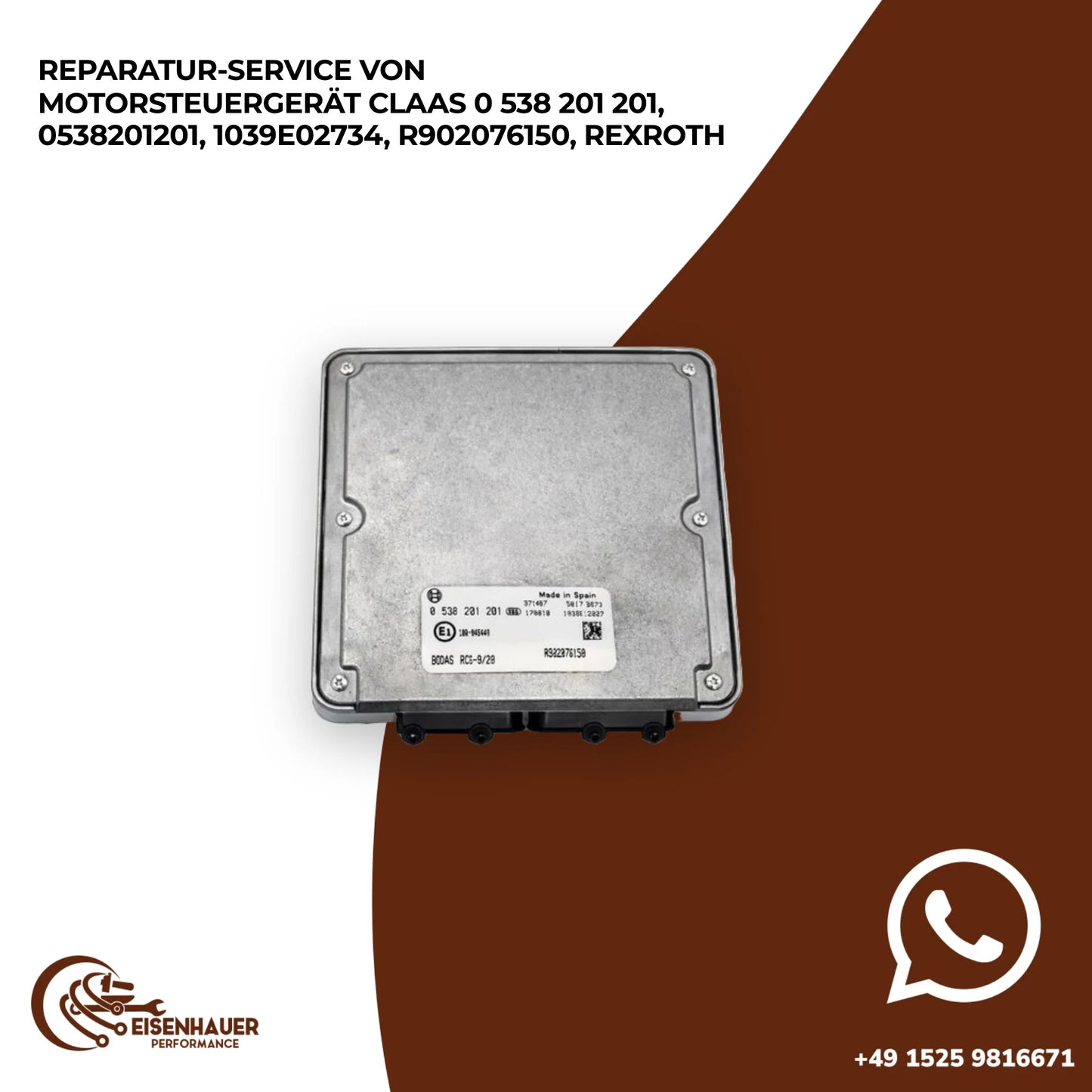 Reparatur Service von Motorsteuergerät Claas 0 538 201 201, 0538201201, 1039Е02734, R902076150, Rexroth