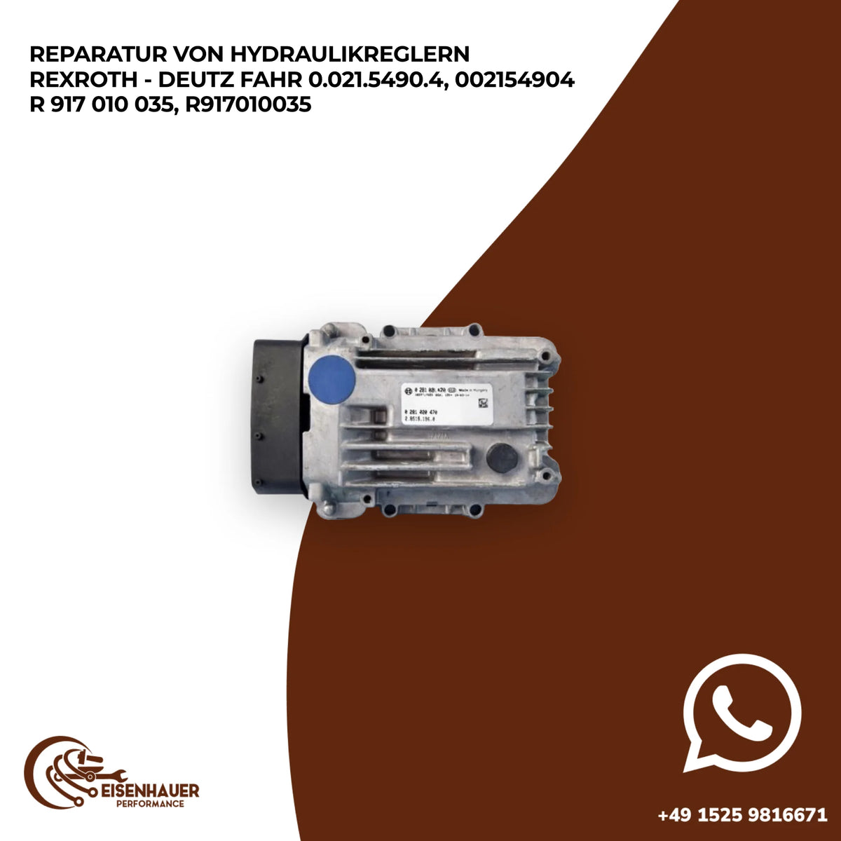 Reparatur von Hydraulikreglern Rexroth - Deutz Fahr 0.021.5490.4, 002154904 R 917 010 035, R917010035