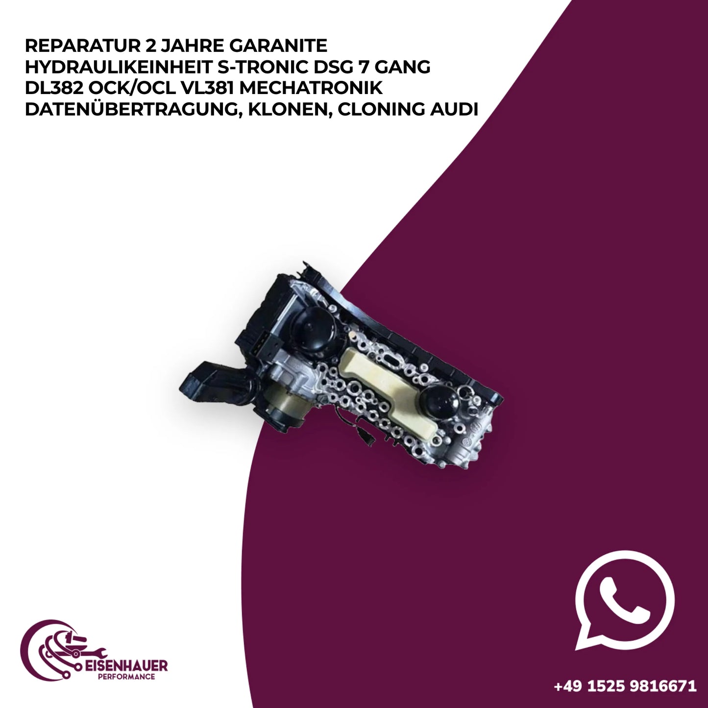 Reparatur️2 Jahre Garanite️Hydraulikeinheit S-Tronic DSG 7 Gang DL382 OCK/OCL VL381 Mechatronik Datenübertr…
