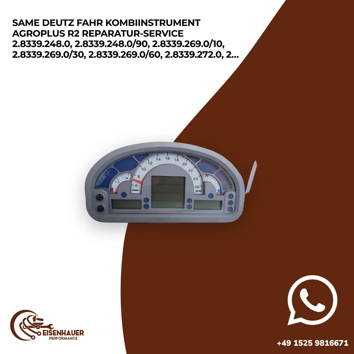 Same Deutz Fahr Kombiinstrument Agroplus R2 Reparatur Service 2.8339.248.0, 2.8339.248.0/90, 2.8339.269.0/1…