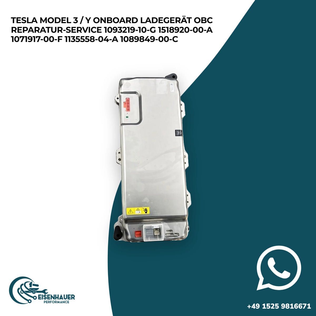 Tesla Model 3 / Y onboard Ladegerät OBC Reparatur Service 1093219-10-G 1518920-00-A 1071917-00-F 1135558-04…