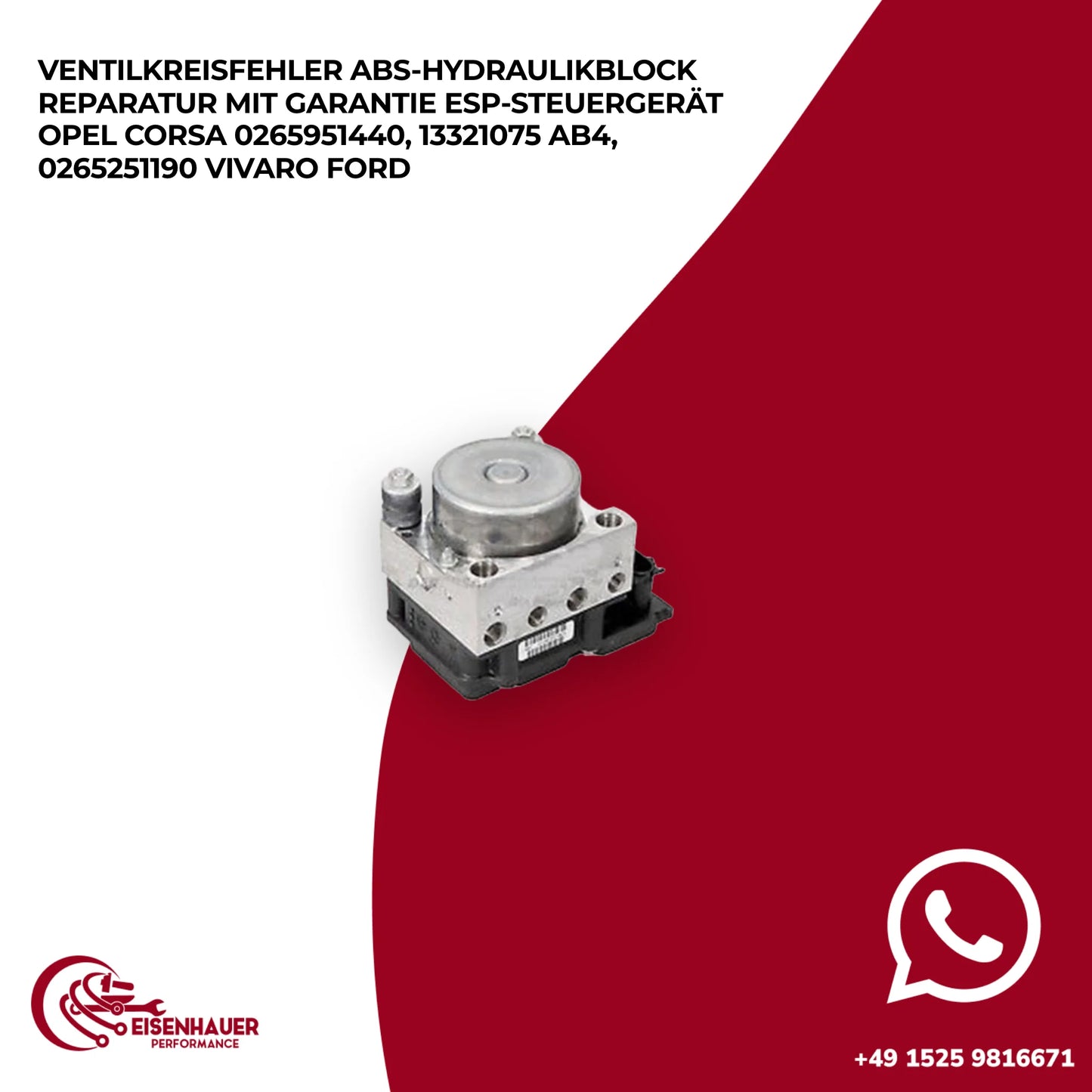 Ventilkreisfehler ABS-Hydraulikblock Reparatur️ ️ESP-Steuergerät Opel Corsa 0265951440, 13321075 AB4, 02652…