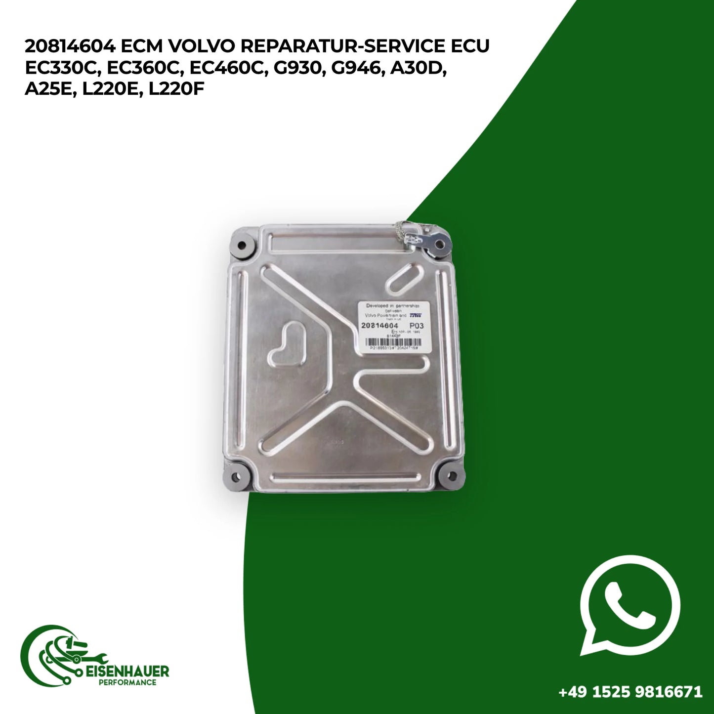 20814604 ECM Volvo Reparatur Service ECU EC330C, EC360C, EC460C, G930, G946, A30D, A25E, L220E, L220F