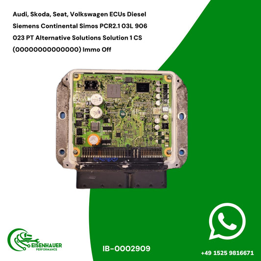 Audi, Skoda, Seat, Volkswagen ECUs Diesel Siemens Continental Simos PCR2.1 03L 906 023 PT Alternative Solutions Solution 1 CS (00000000000000) Immo Off