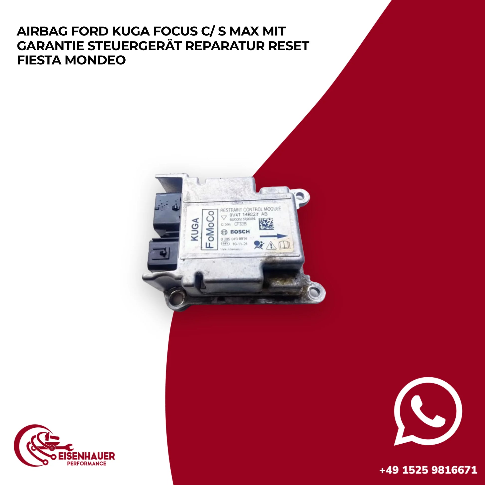 AIRBAG FORD KUGA FOCUS C/ S MAX️ ️STEUERGERÄT REPARATUR RESET Fiesta Mondeo