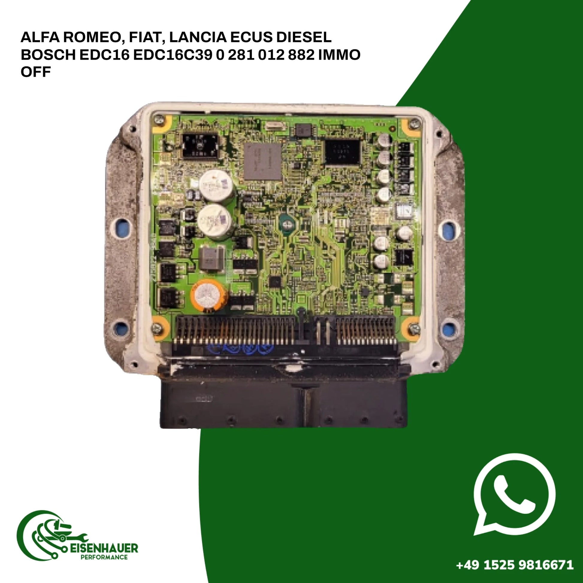Alfa Romeo, Fiat, Lancia ECUs Diesel Bosch EDC16 EDC16C39 0 281 012 882 Immo Off
