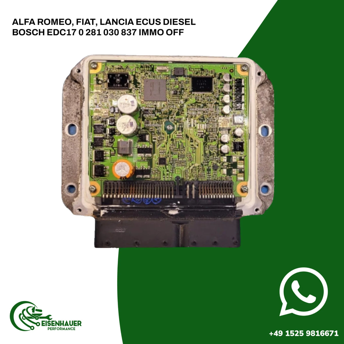 Alfa Romeo, Fiat, Lancia ECUs Diesel Bosch EDC17 0 281 030 837 Immo Off
