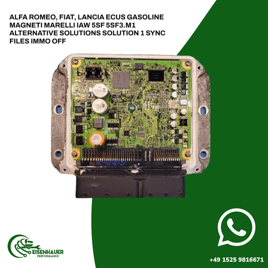 Alfa Romeo, Fiat, Lancia ECUs Gasoline Magneti Marelli IAW 5SF 5SF3.M1 Alternative Solutions Solution 1 SYNC Files Immo Off