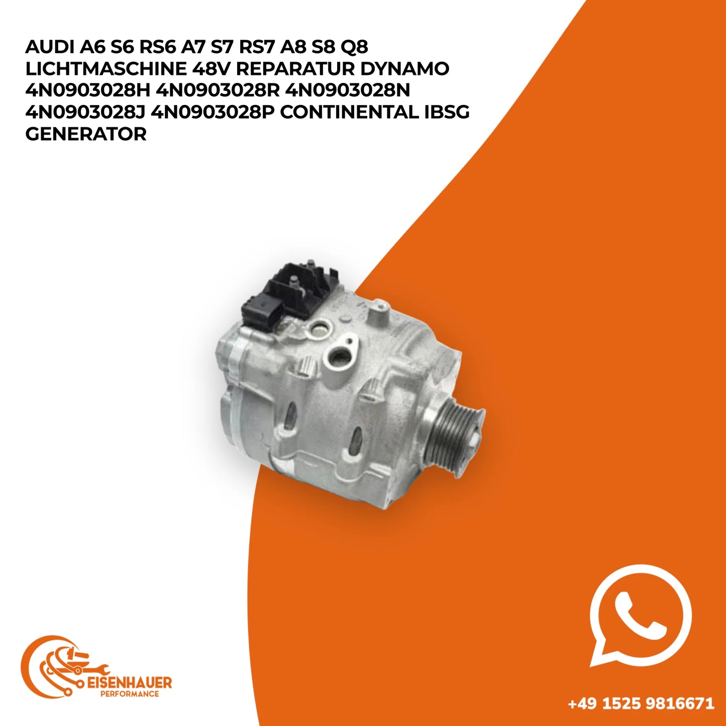 Audi A6 S6 RS6 A7 S7 RS7 A8 S8 Q8 Lichtmaschine 48V Reparatur Dynamo 4N0903028H 4N0903028R 4N0903028N 4N090…