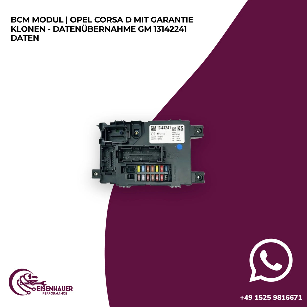 BCM Modul | Opel Corsa D️ ️Klonen - Datenübernahme GM 13142241 Daten