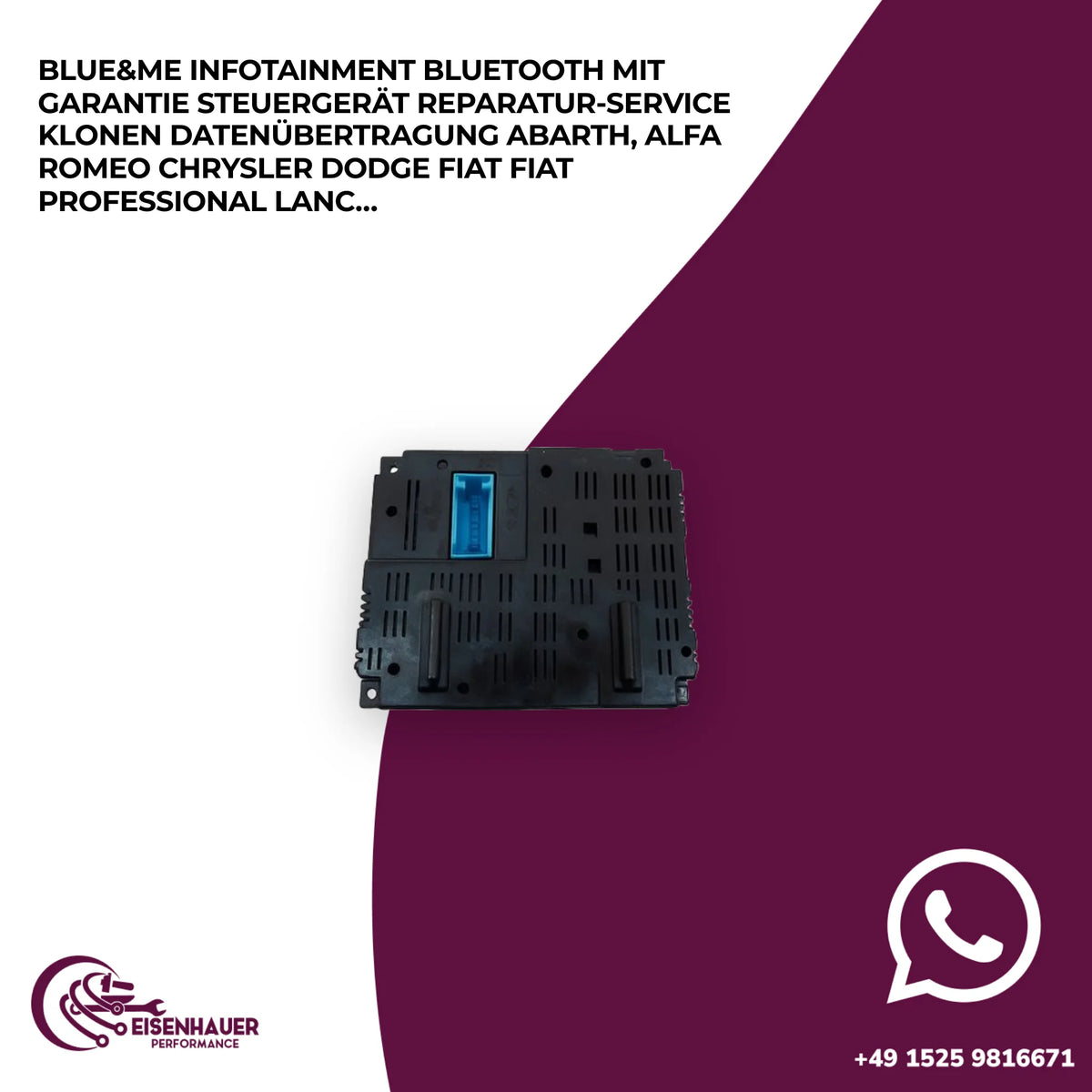 Blue&Me Infotainment Bluetooth️ ️Steuergerät Reparatur Service Klonen Datenübertragung Abarth, Alfa Romeo C…