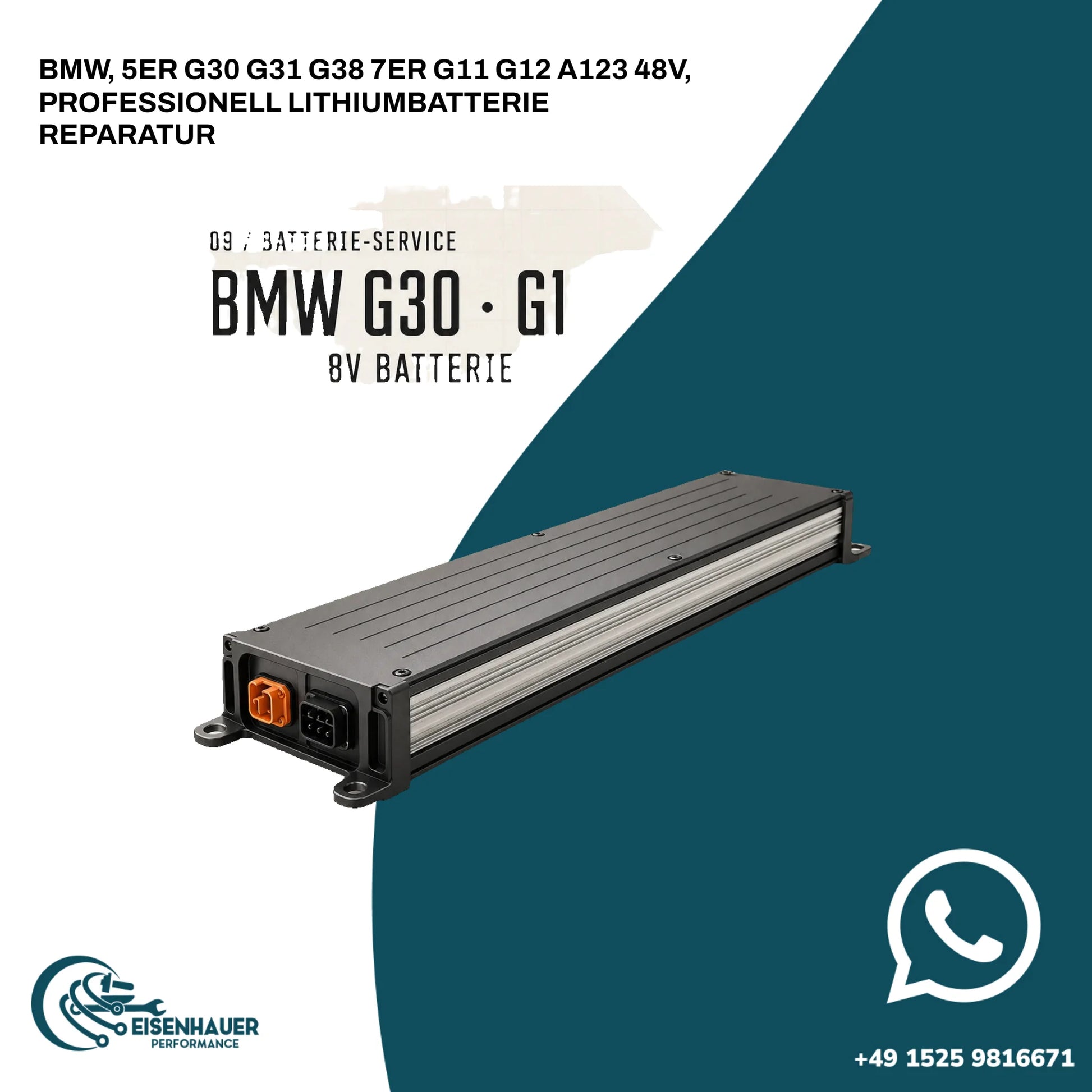 BMW, 5er G30 G31 G38 7er G11 G12 A123 48V, PROFESSIONELL LITHIUMBATTERIE REPARATUR