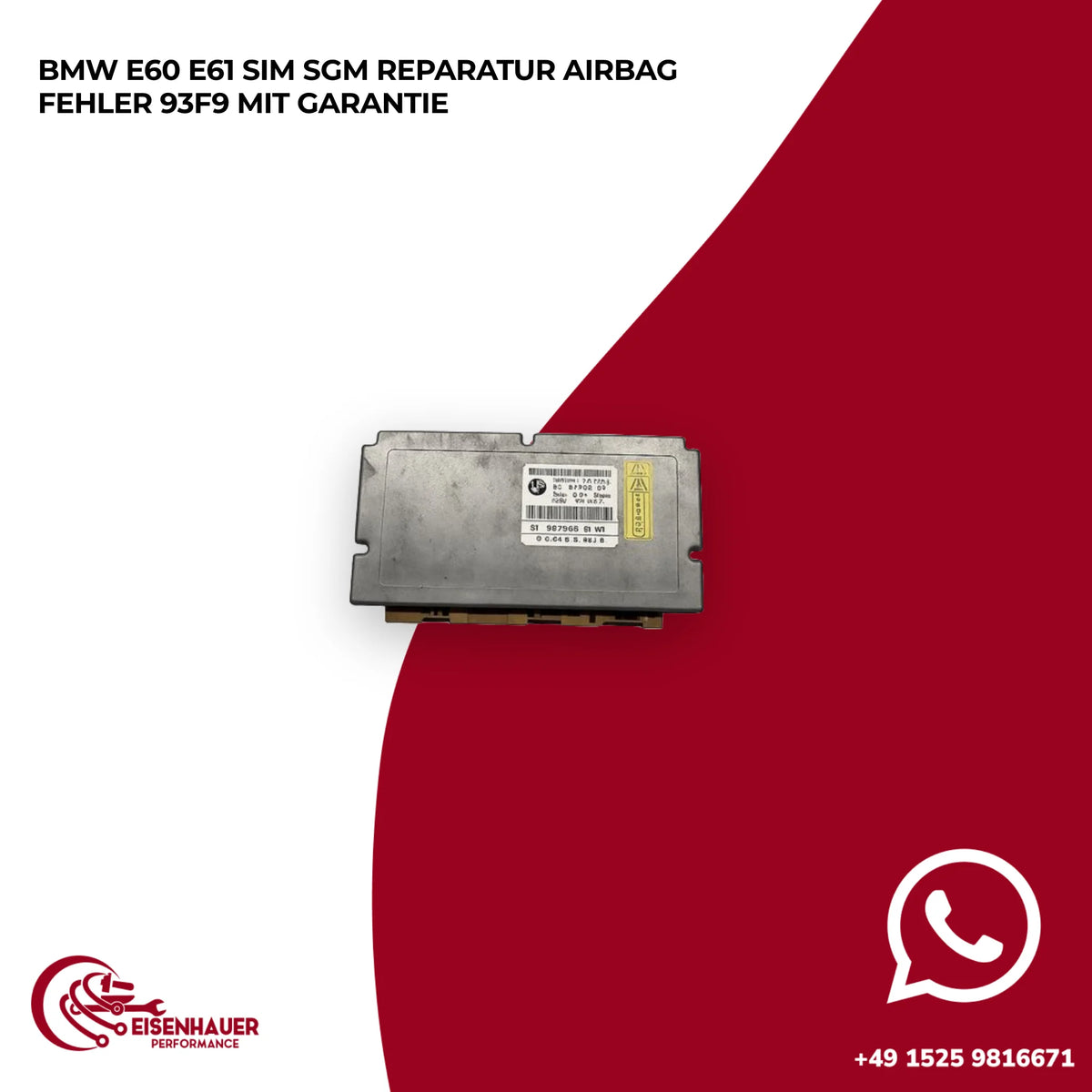 BMW E60 E61 SIM SGM Reparatur Airbag Fehler 93F9️ ️