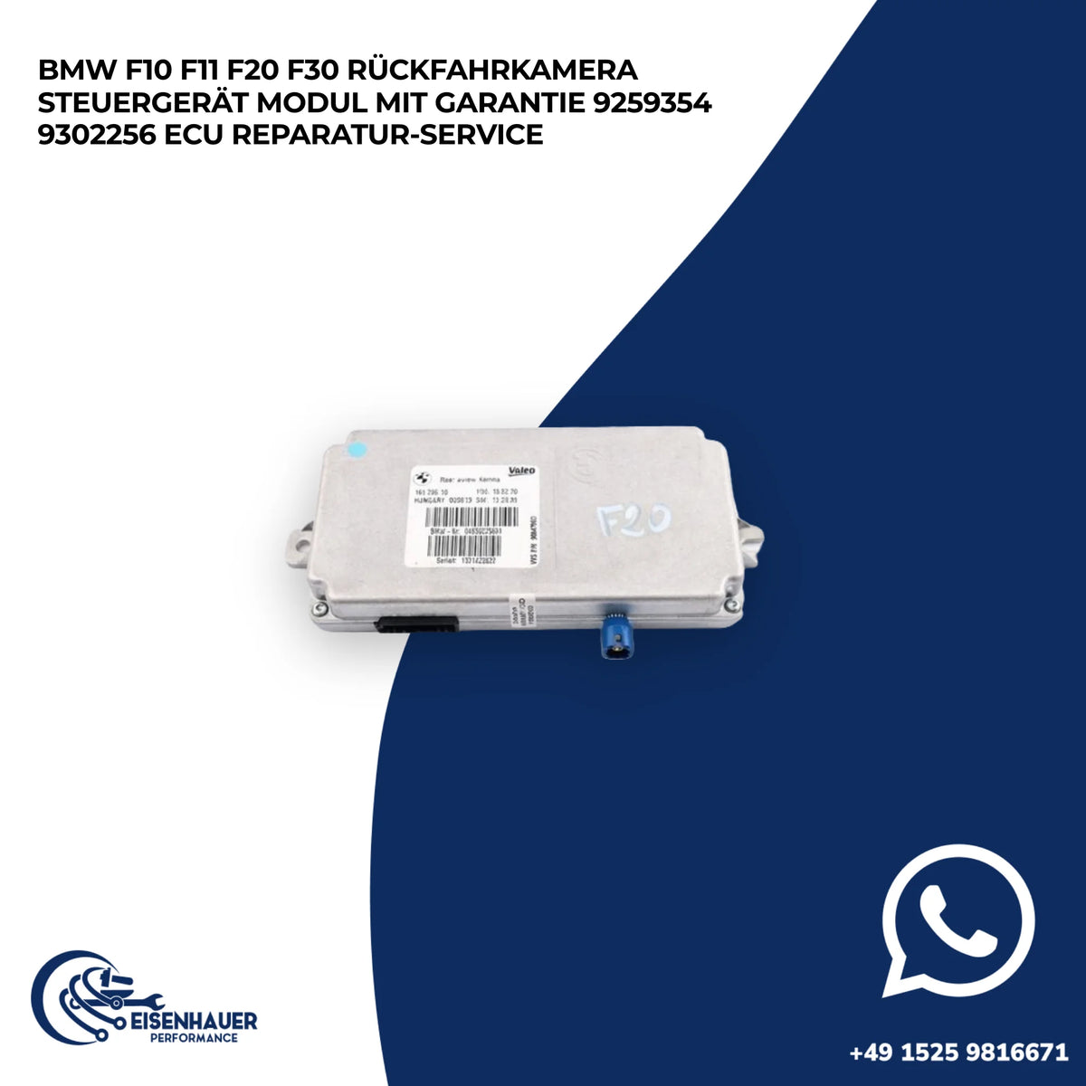 BMW F10 F11 F20 F30 Rückfahrkamera Steuergerät Modul️ ️9259354 9302256 ECU Reparatur Service