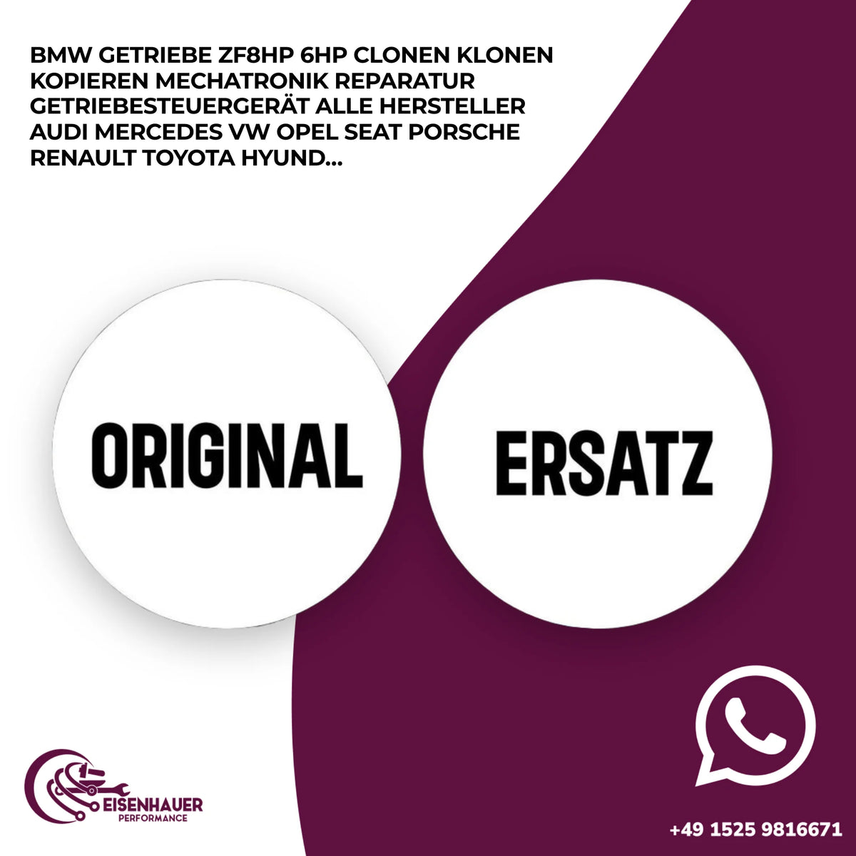 BMW Getriebe ZF8HP 6HP Clonen Klonen Kopieren Mechatronik Reparatur Getriebesteuergerät Alle Hersteller Aud…