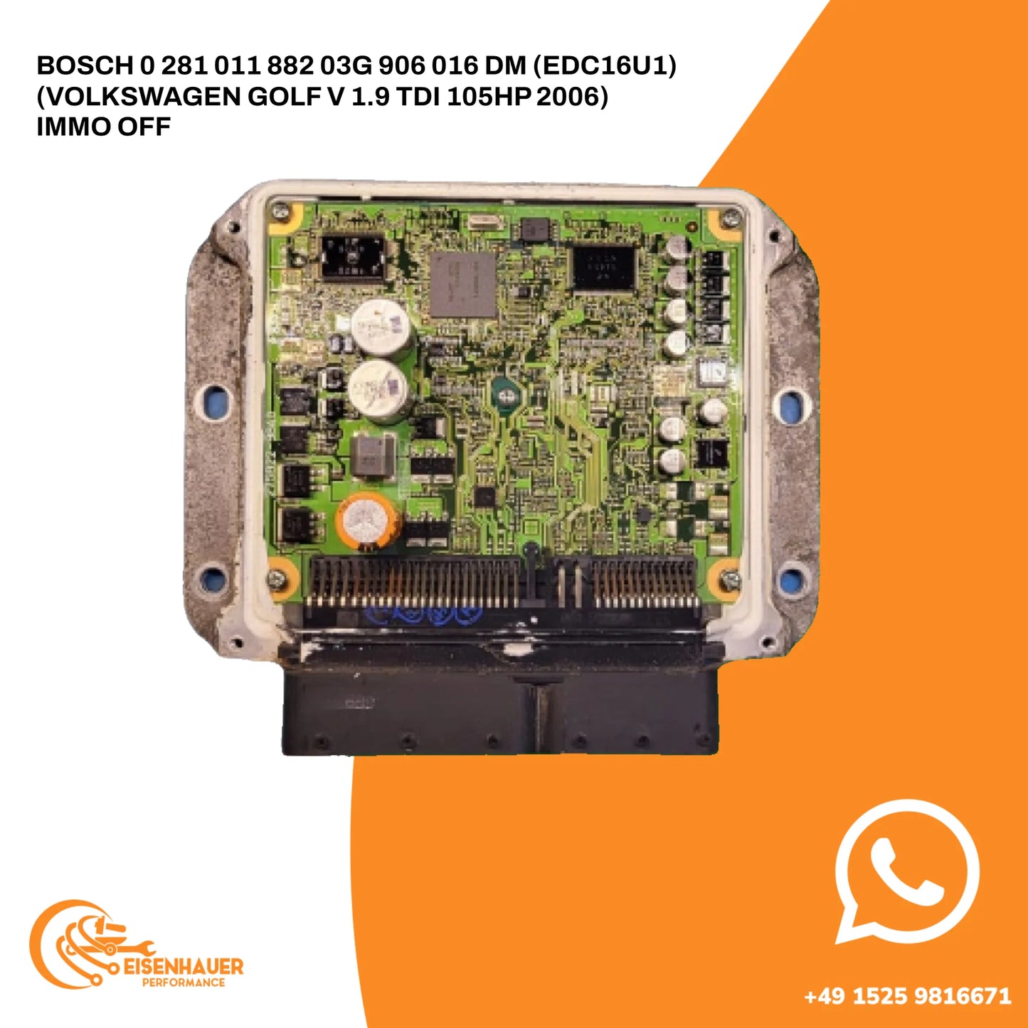 Bosch 0 281 011 882 03G 906 016 DM (EDC16U1) (Volkswagen Golf V 1.9 TDi 105HP 2006) Immo Off