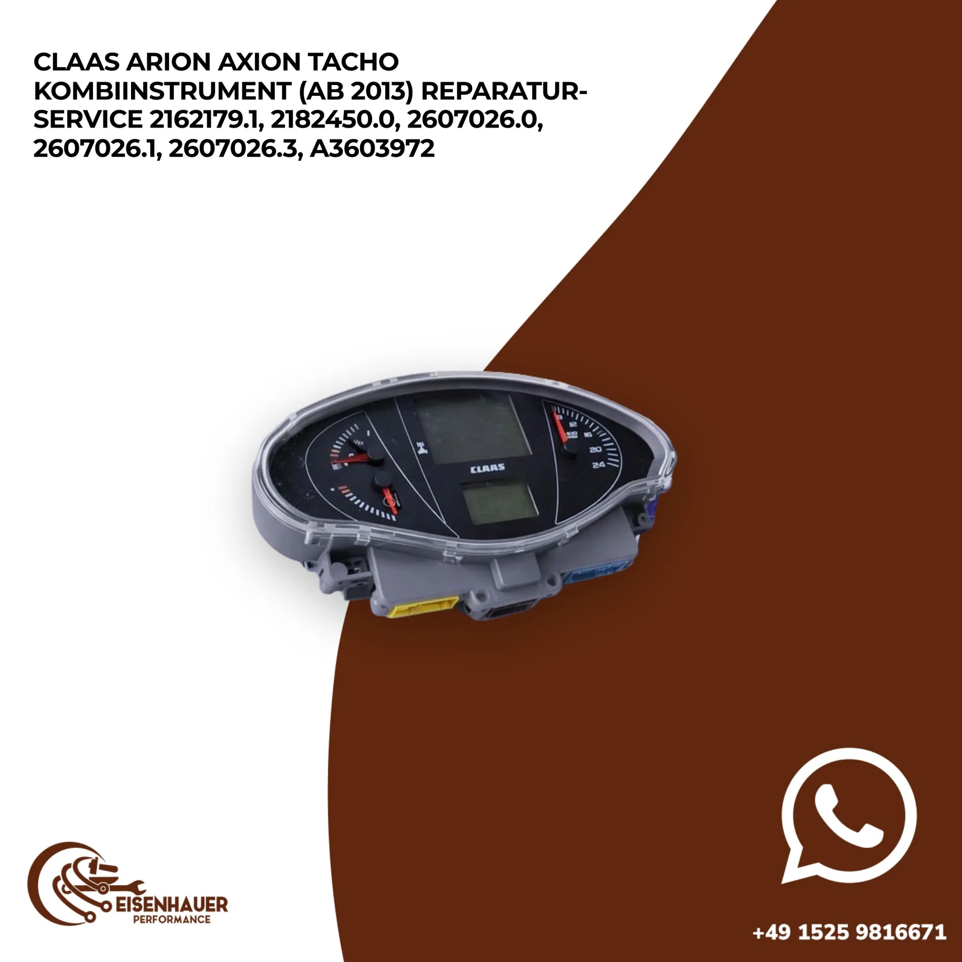 Claas Arion Axion Tacho Kombiinstrument (ab 2013) Reparatur Service 2162179.1, 2182450.0, 2607026.0, 260702…