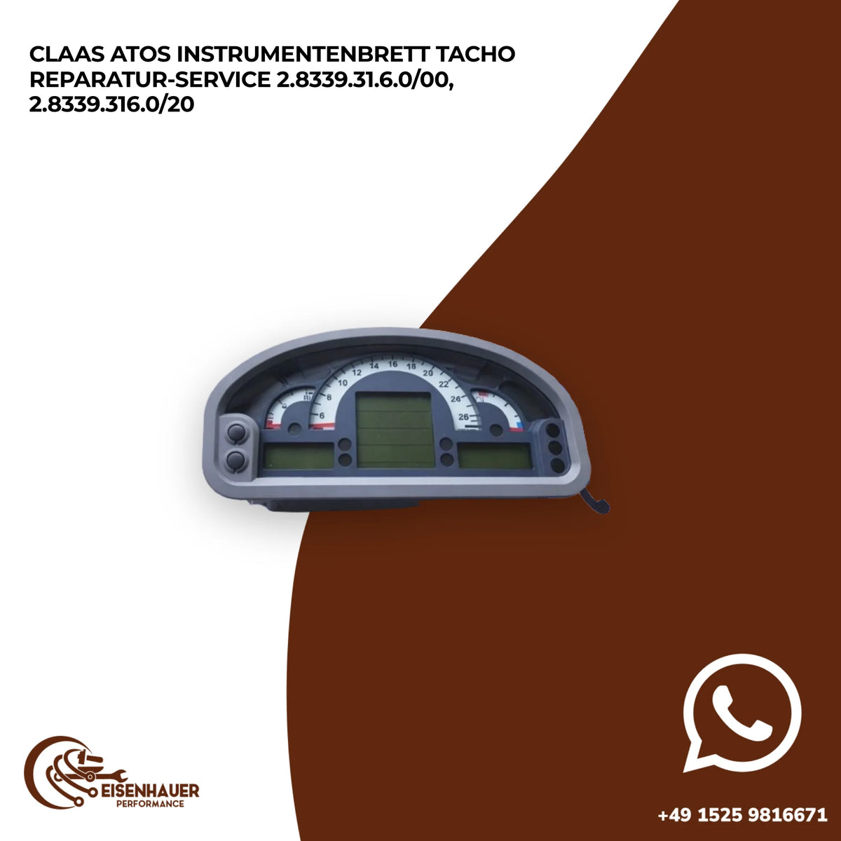Claas Atos Instrumentenbrett Tacho Reparatur Service 2.8339.31.6.0/00, 2.8339.316.0/20