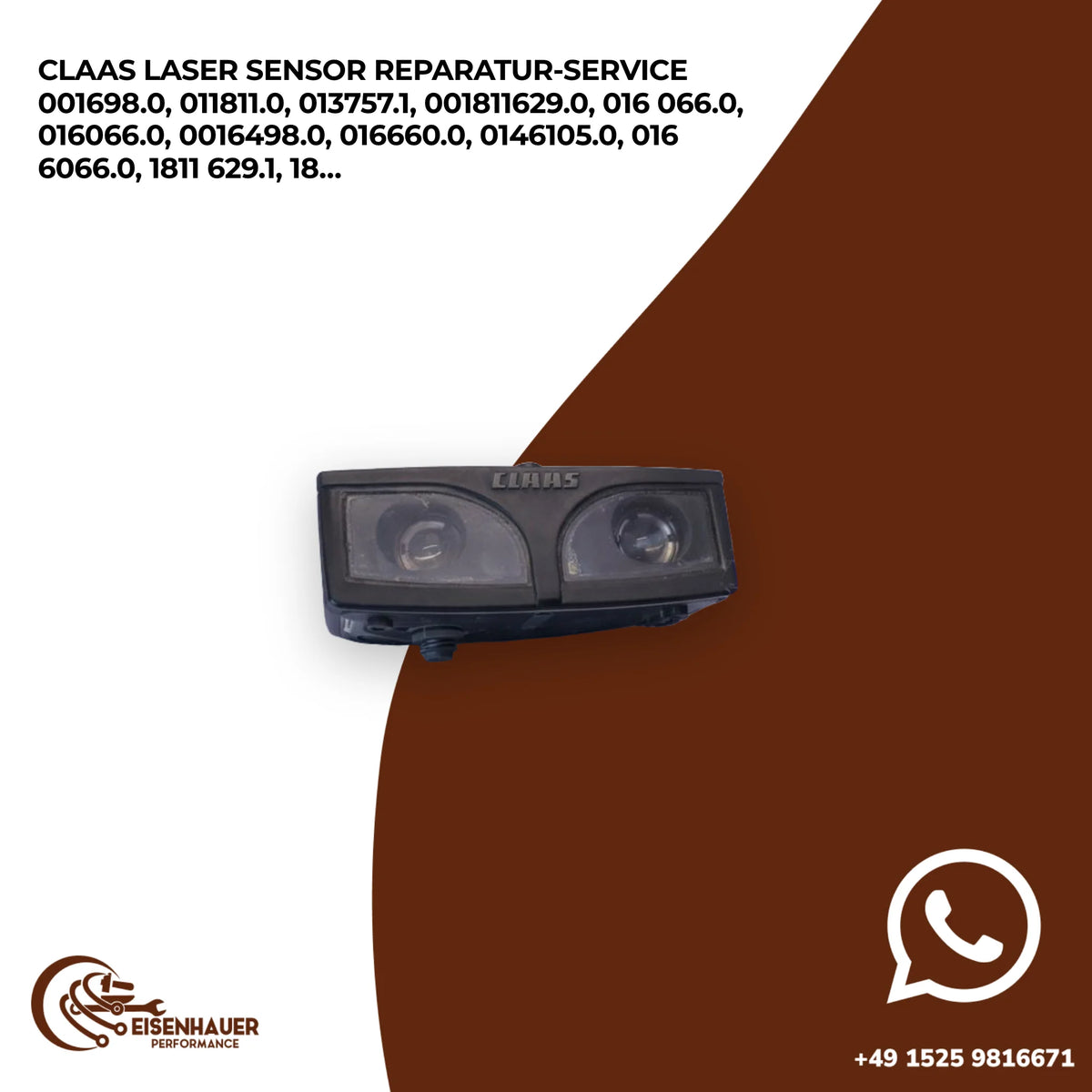 Claas Laser sensor Reparatur Service 001698.0, 011811.0, 013757.1, 001811629.0, 016 066.0, 016066.0, 001649…
