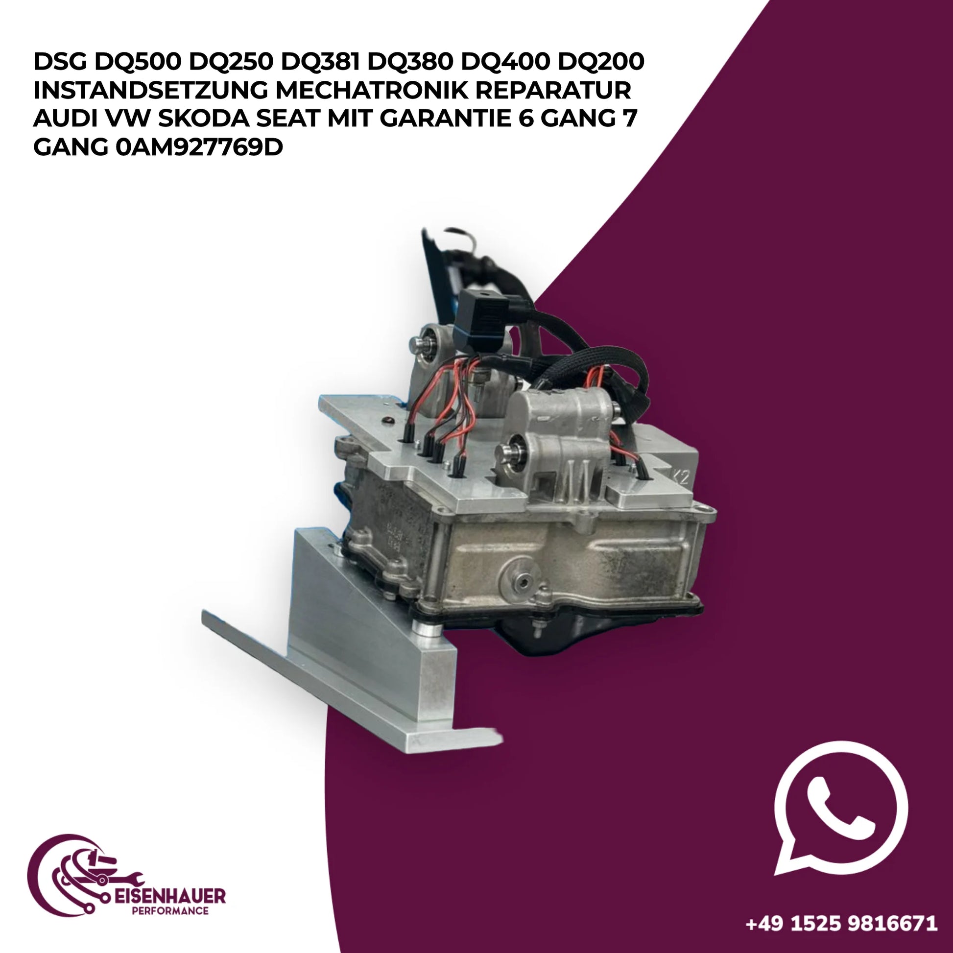 DSG DQ500 DQ250 DQ381 DQ380 DQ400 DQ200 INSTANDSETZUNG Mechatronik Reparatur Audi VW Skoda Seat 6 Gang 7 Ga…