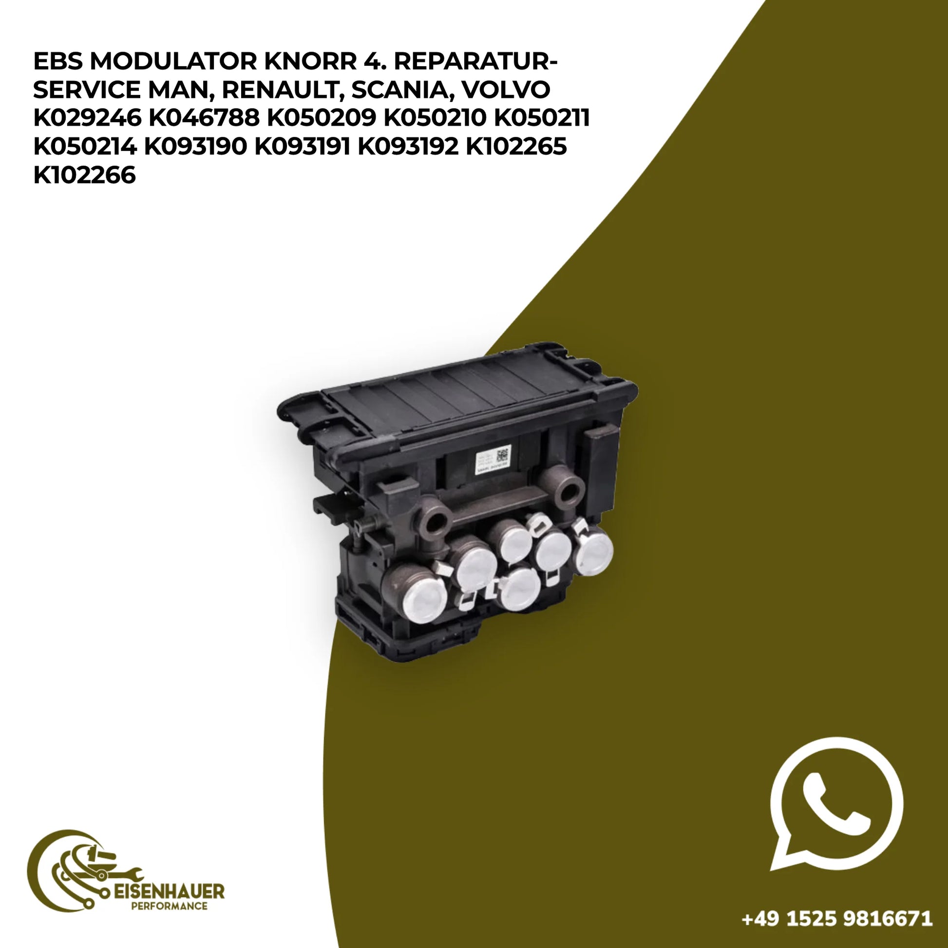 EBS Modulator Knorr 4. Reparatur Service MAN, Renault, Scania, Volvo K029246 K046788 K050209 K050210 K05021…