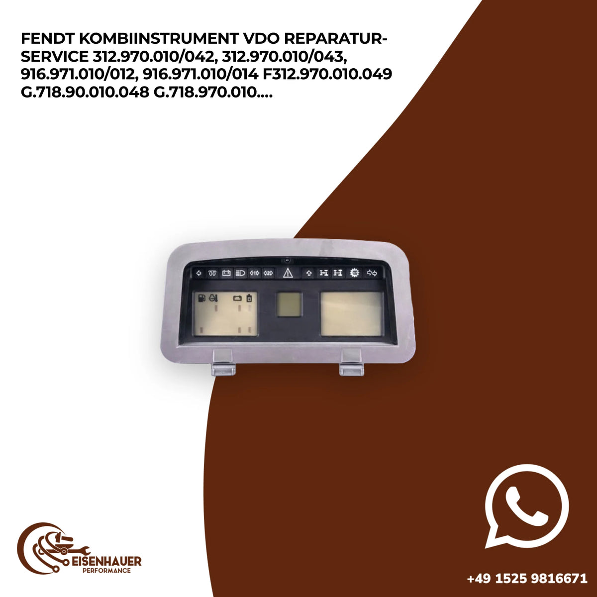 Fendt Kombiinstrument VDO Reparatur Service 312.970.010/042, 312.970.010/043, 916.971.010/012, 916.971.010…