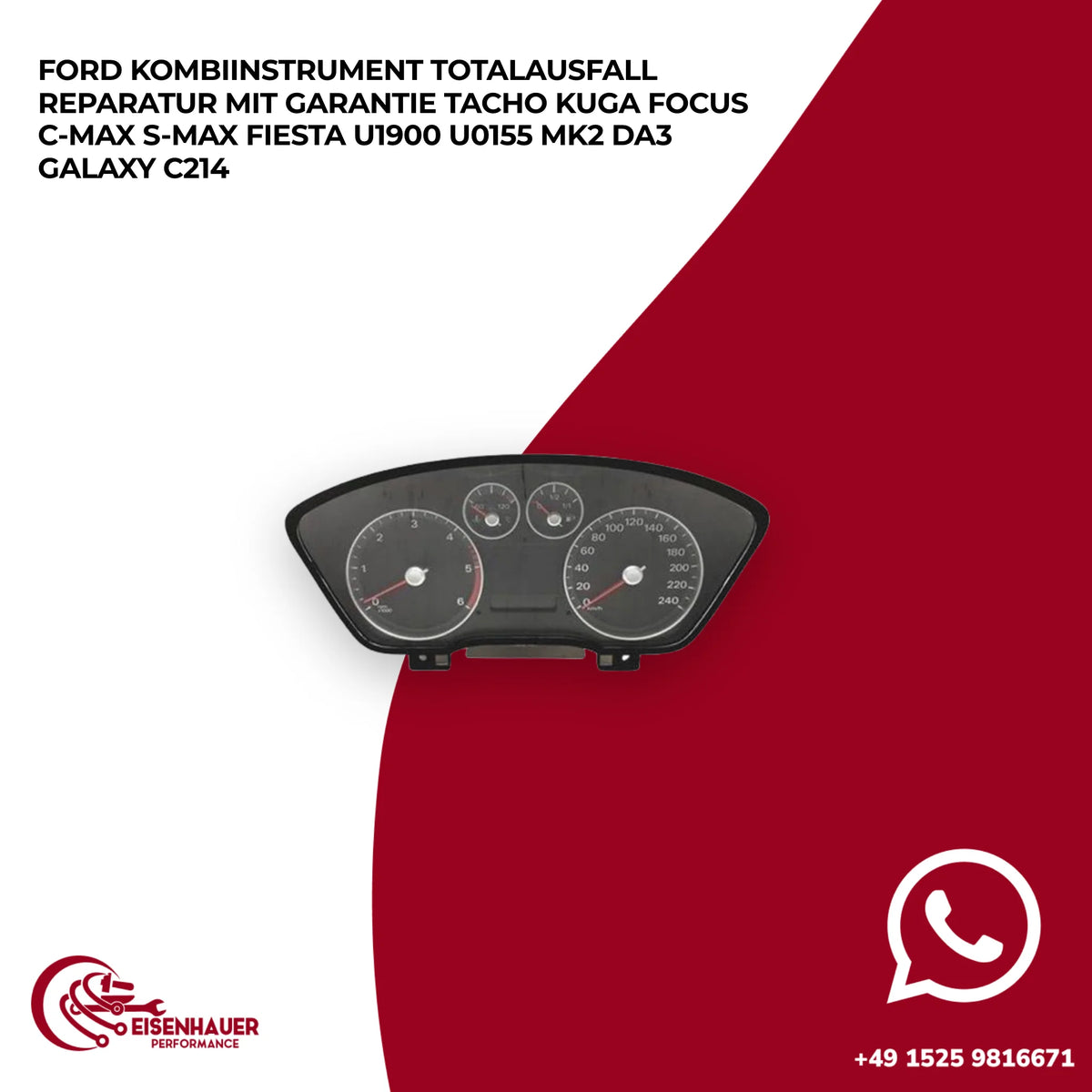 Ford Kombiinstrument Totalausfall Reparatur️ ️Tacho Kuga Focus C-Max S-Max Fiesta U1900 U0155 MK2 DA3 Galax…