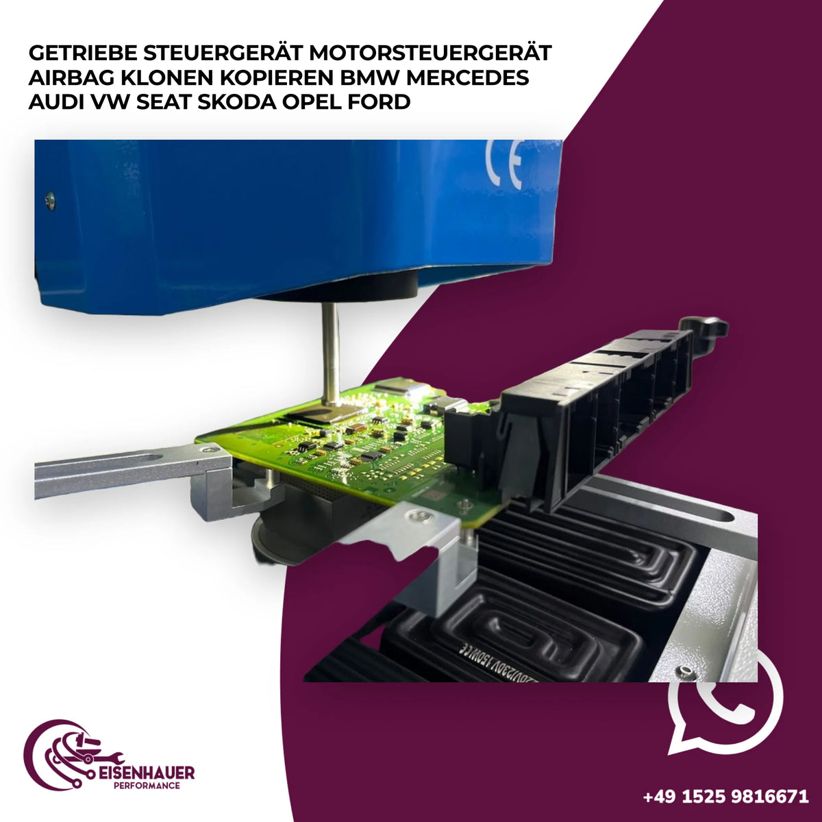 Getriebe Steuergerät Motorsteuergerät Airbag Klonen Kopieren BMW Mercedes Audi VW Seat Skoda Opel Ford