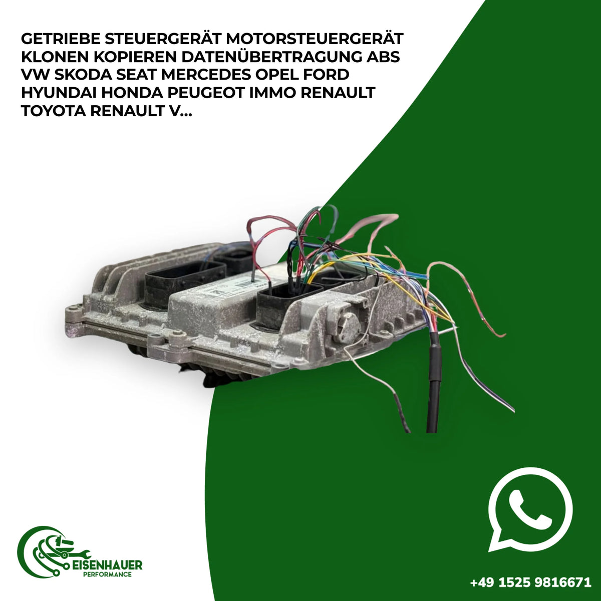 Getriebe Steuergerät Motorsteuergerät Klonen Kopieren Datenübertragung ABS VW Skoda Seat Mercedes Opel Ford…