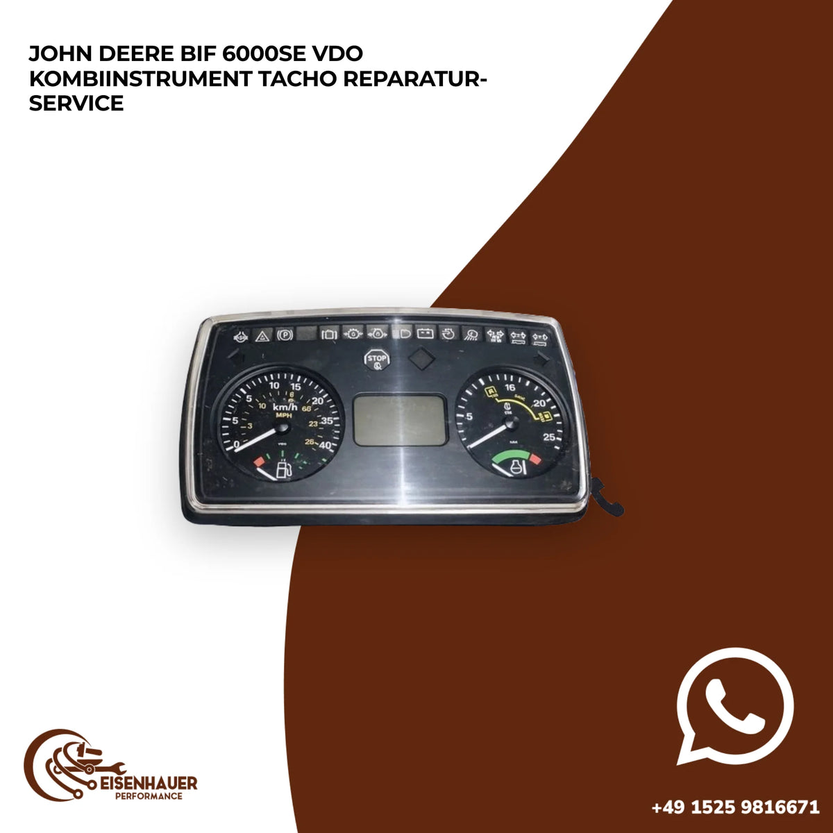 John Deere BIF 6000SE VDO kombiinstrument Tacho Reparatur Service