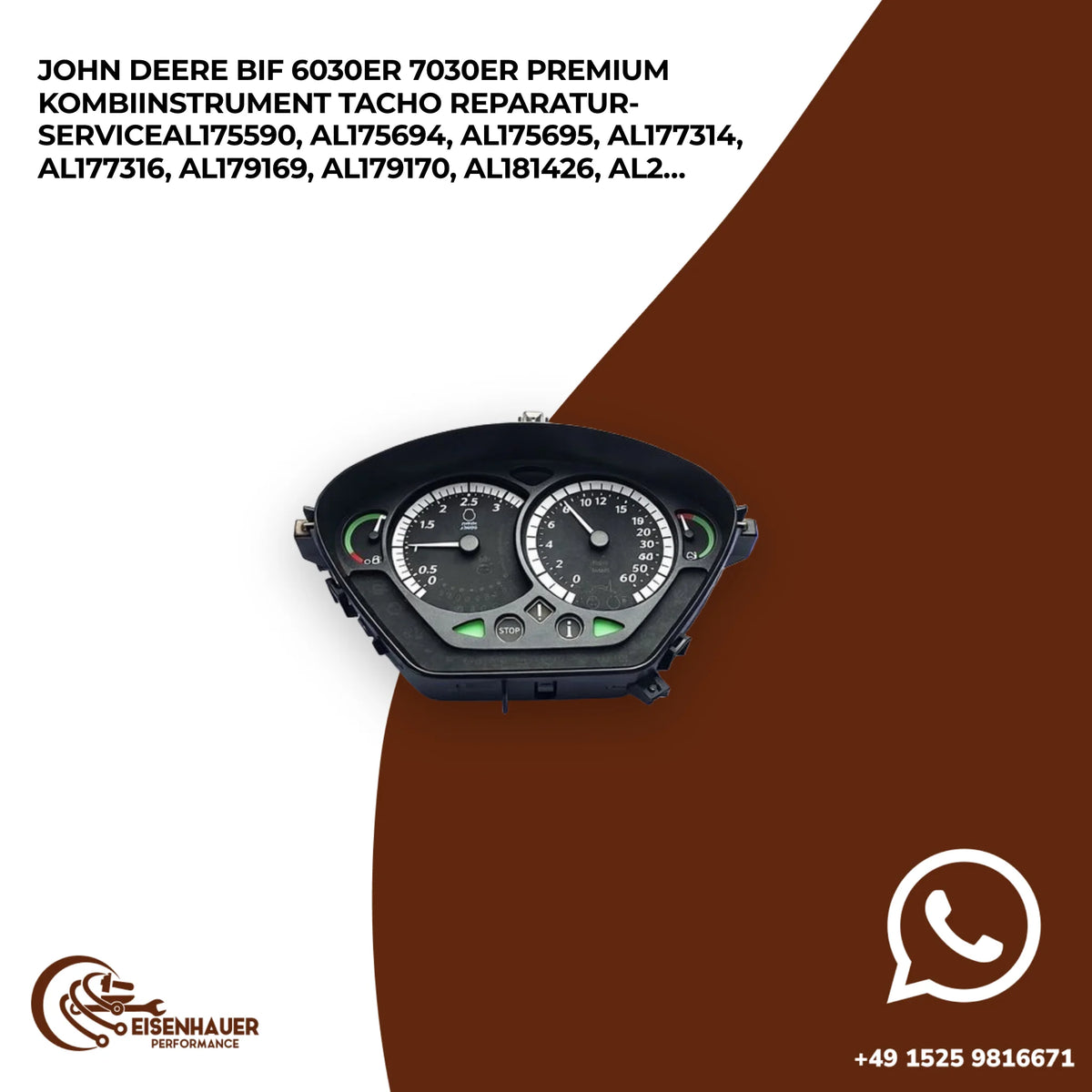 John Deere BIF 6030er 7030er Premium Kombiinstrument Tacho Reparatur ServiceAL175590, AL175694, AL175695, A…