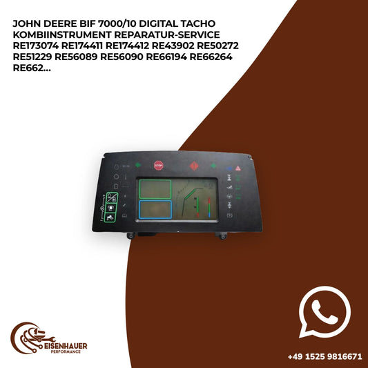 John Deere BIF 7000/10 digital Tacho Kombiinstrument Reparatur Service RE173074 RE174411 RE174412 RE43902 R…