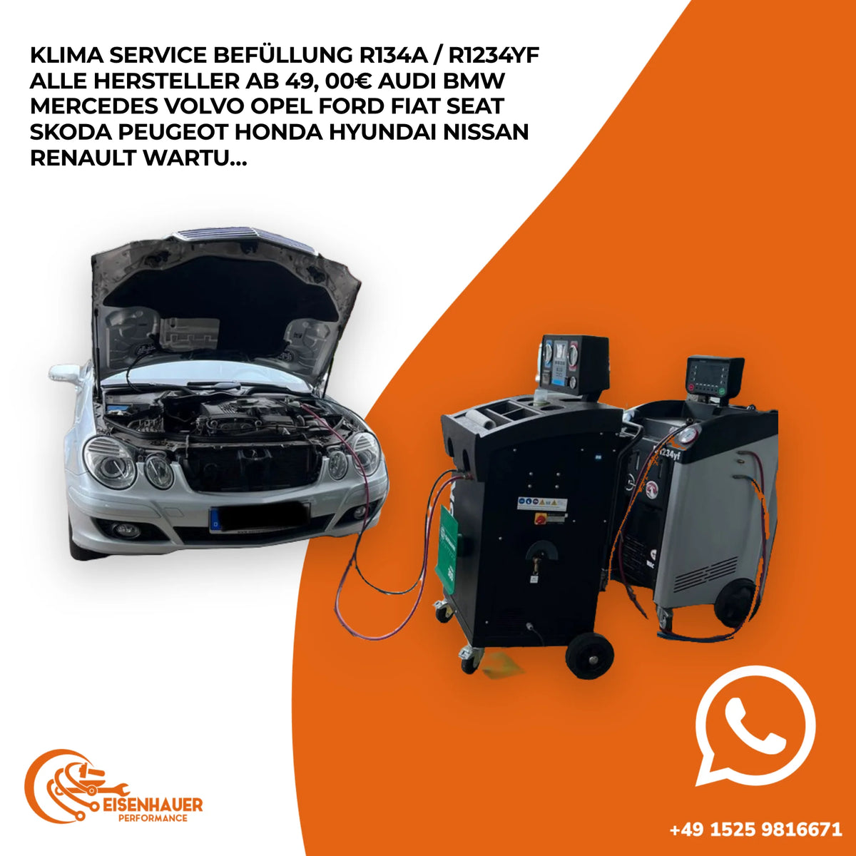 Klima Service Befüllung R134a / R1234YF Alle Hersteller ab 49,00€ Audi BMW Mercedes Volvo Opel Ford Fiat Se…