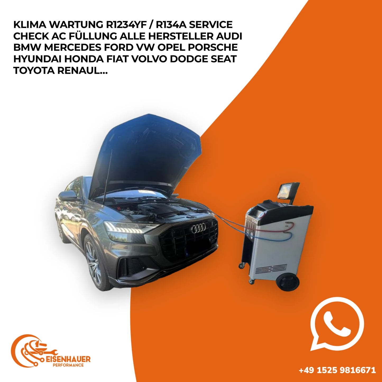 ️Klima Wartung R1234YF / R134a Service Check AC Füllung Alle Hersteller Audi BMW Mercedes Ford VW Opel Pors…